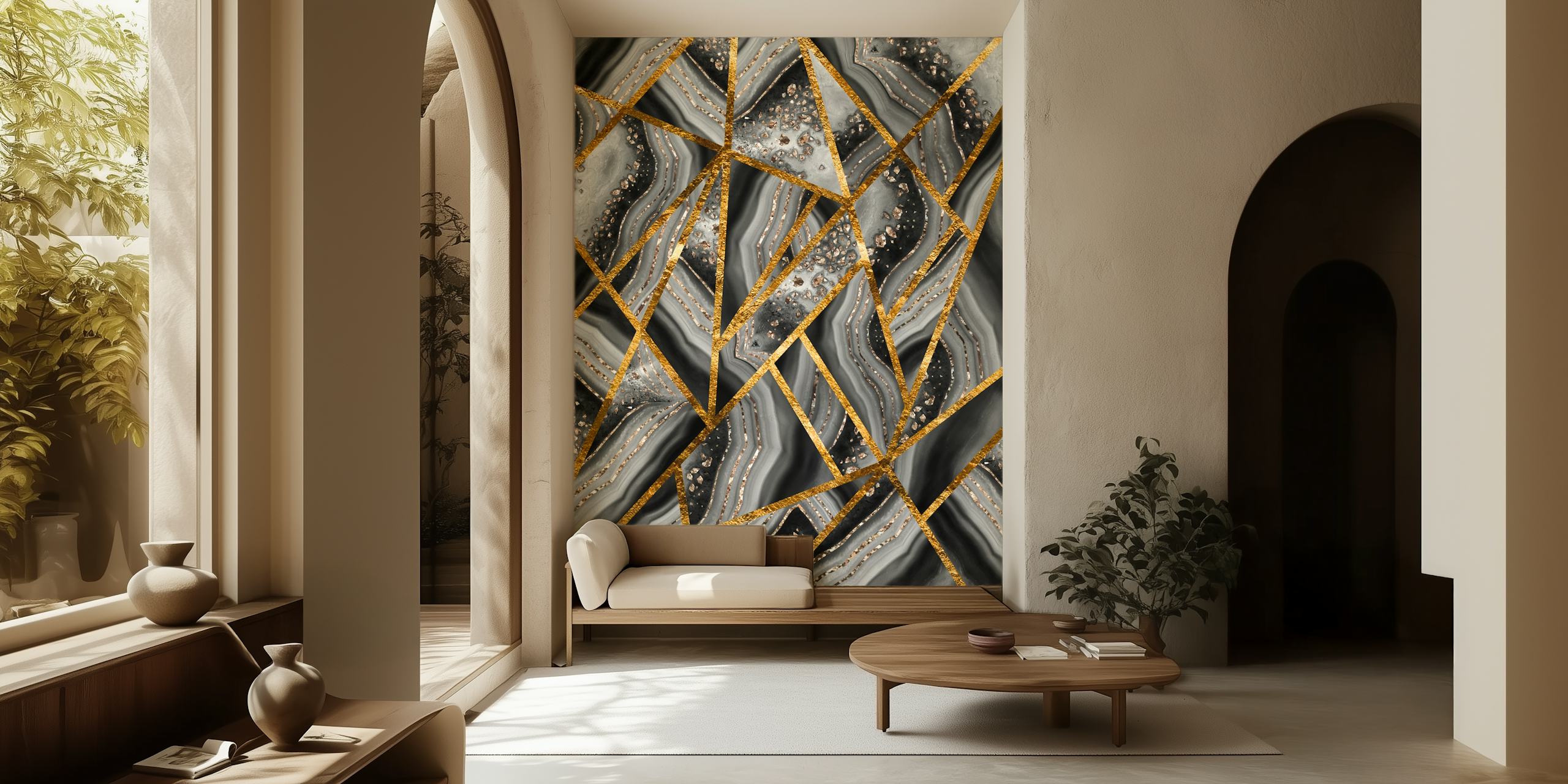 Black Night Agate Gold 3 tapet i et rom