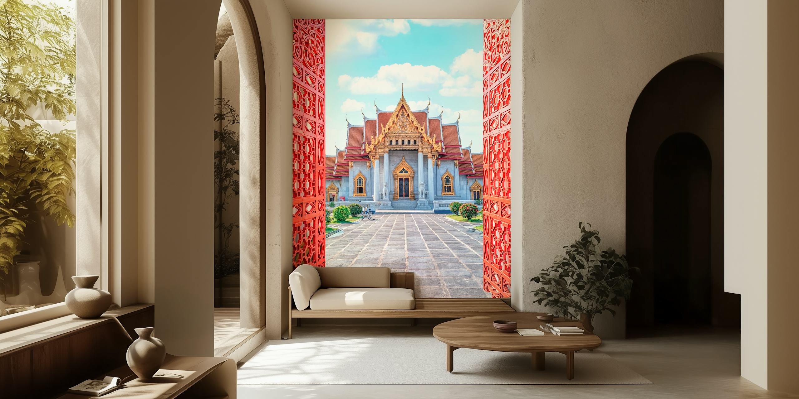 Wat Benchamabophit Marble Temple tapet med klar himmel