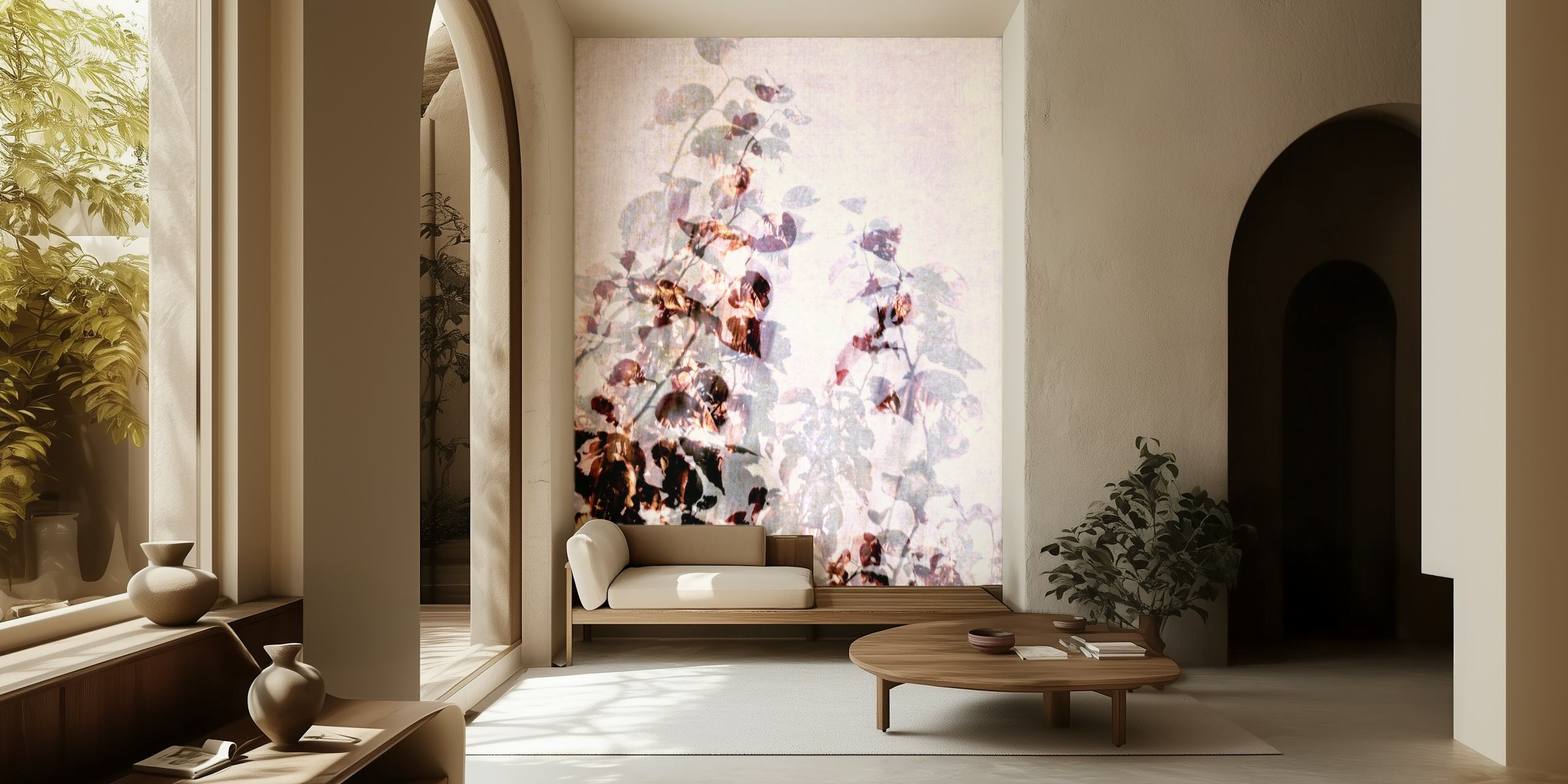 Soft pastel autumn leaves wallpaper, floral design, wallpaper