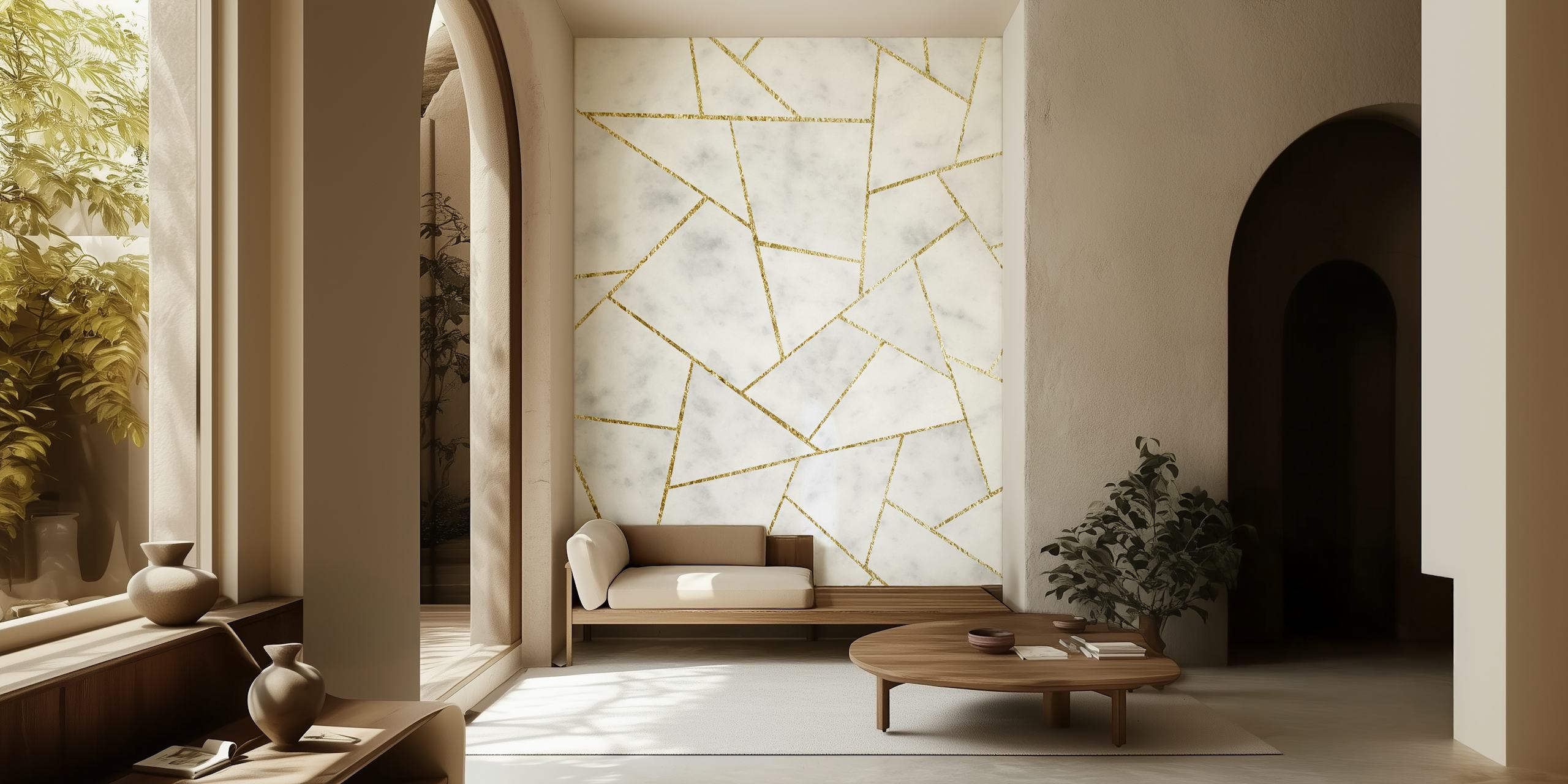 Design tapety White Marble Gold Geometric