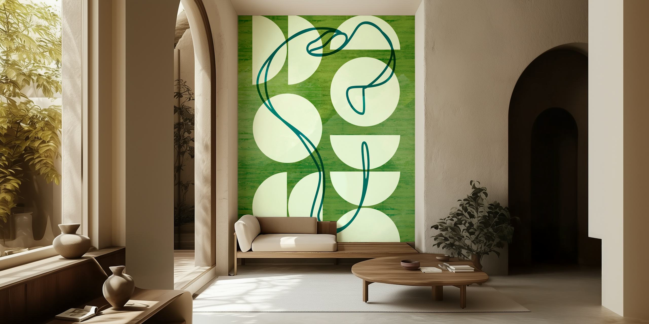 Modern Mid-Century Seventies Green σχέδιο ταπετσαρίας