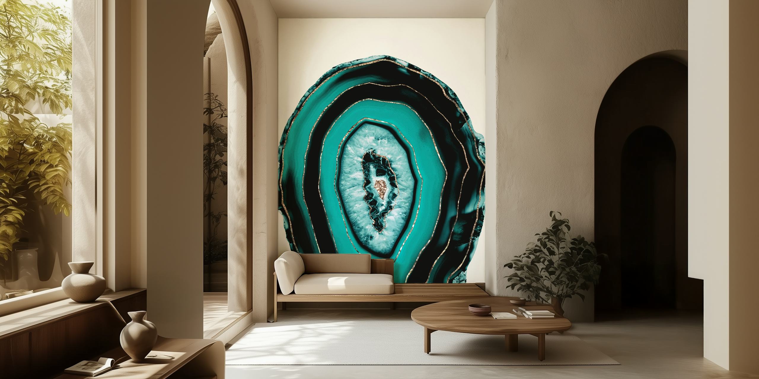 Teal Agate Gold Glitter tapeta u sobi