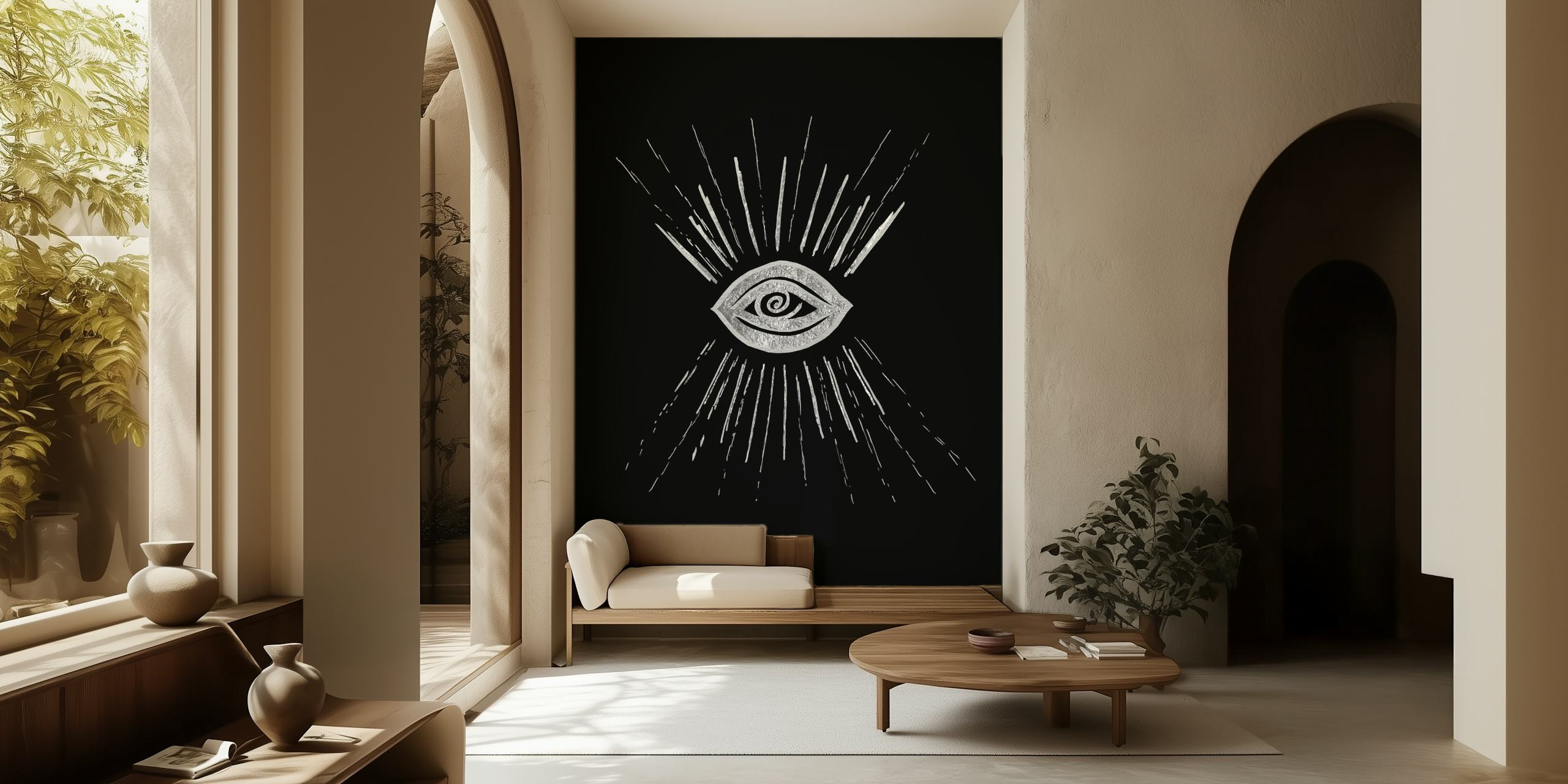 Evil Eye Silver on Black tapet i et rum