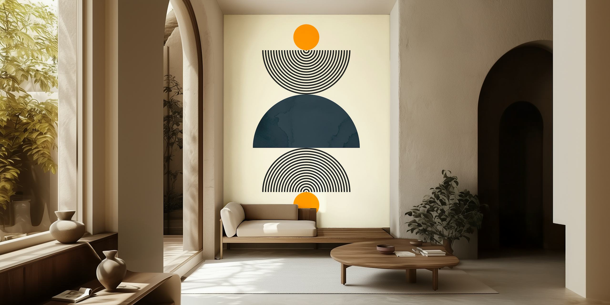 Watercolor circles wallpaper design in a room