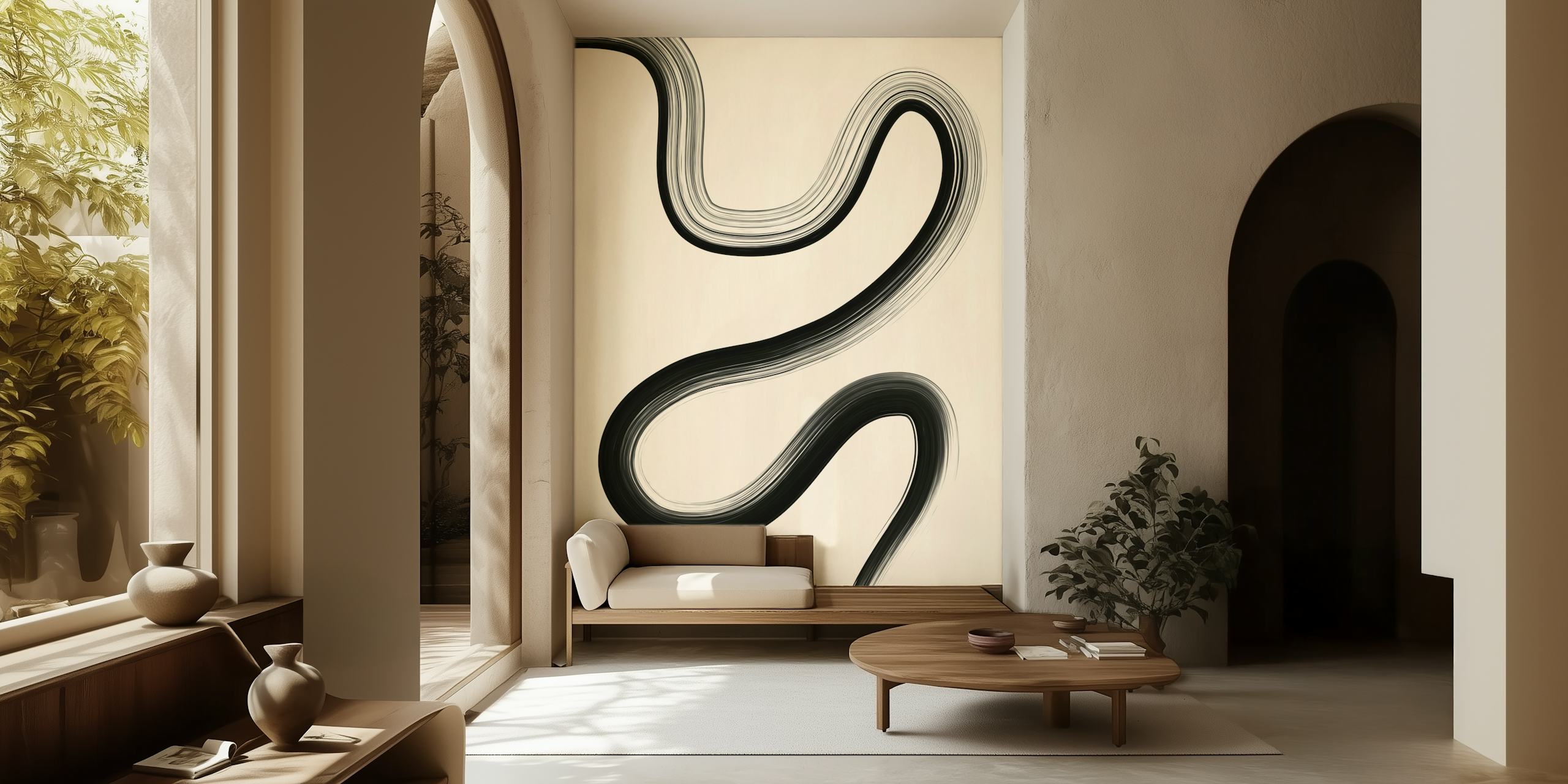 Μινιμαλιστικός μαυρός Black Brush Stroke Art τοίχος τοίχου