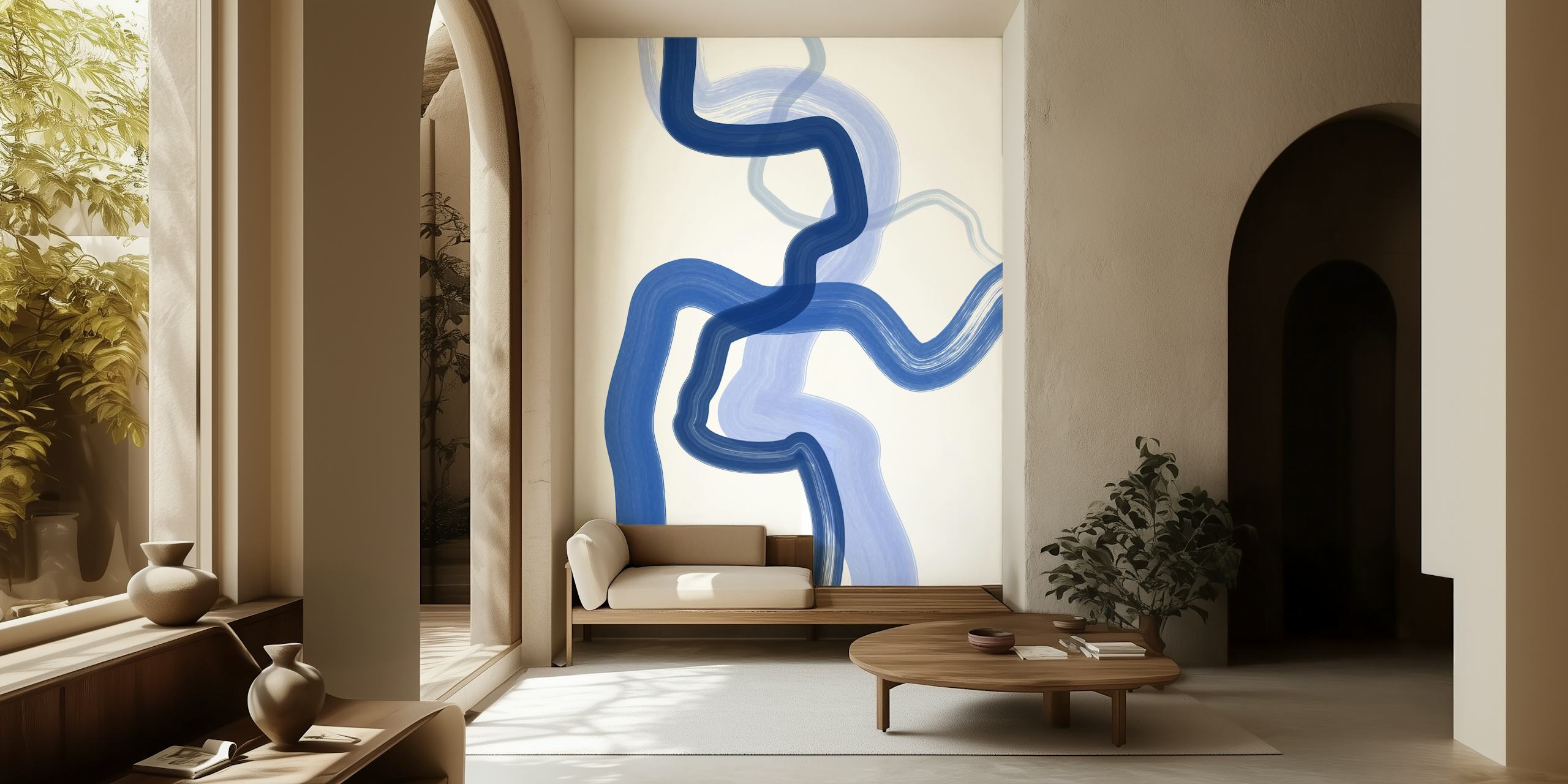 Abstract blue brush strokes on white background wallpaper