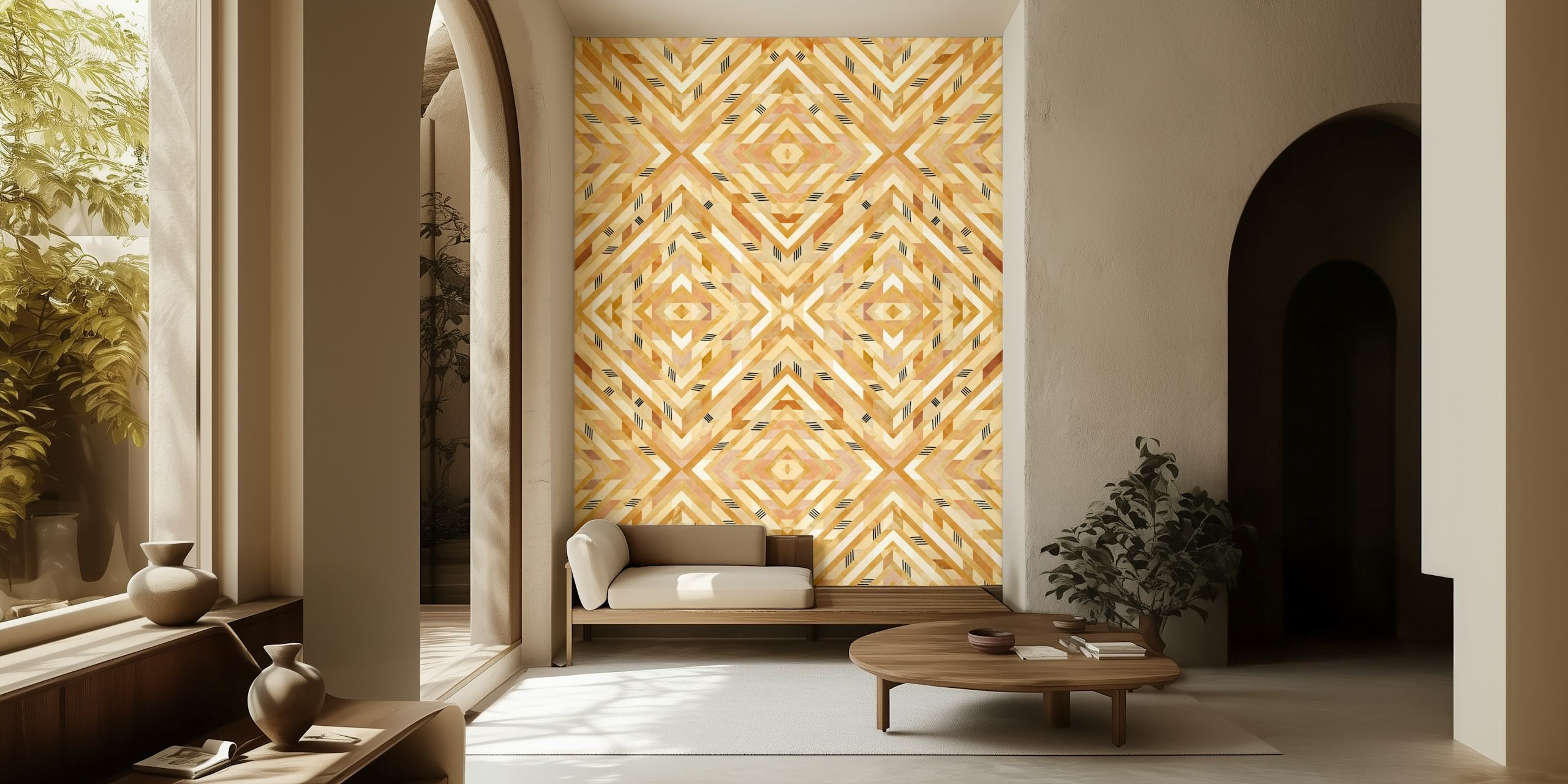 Modern Geometric West WE wallpaper in a room