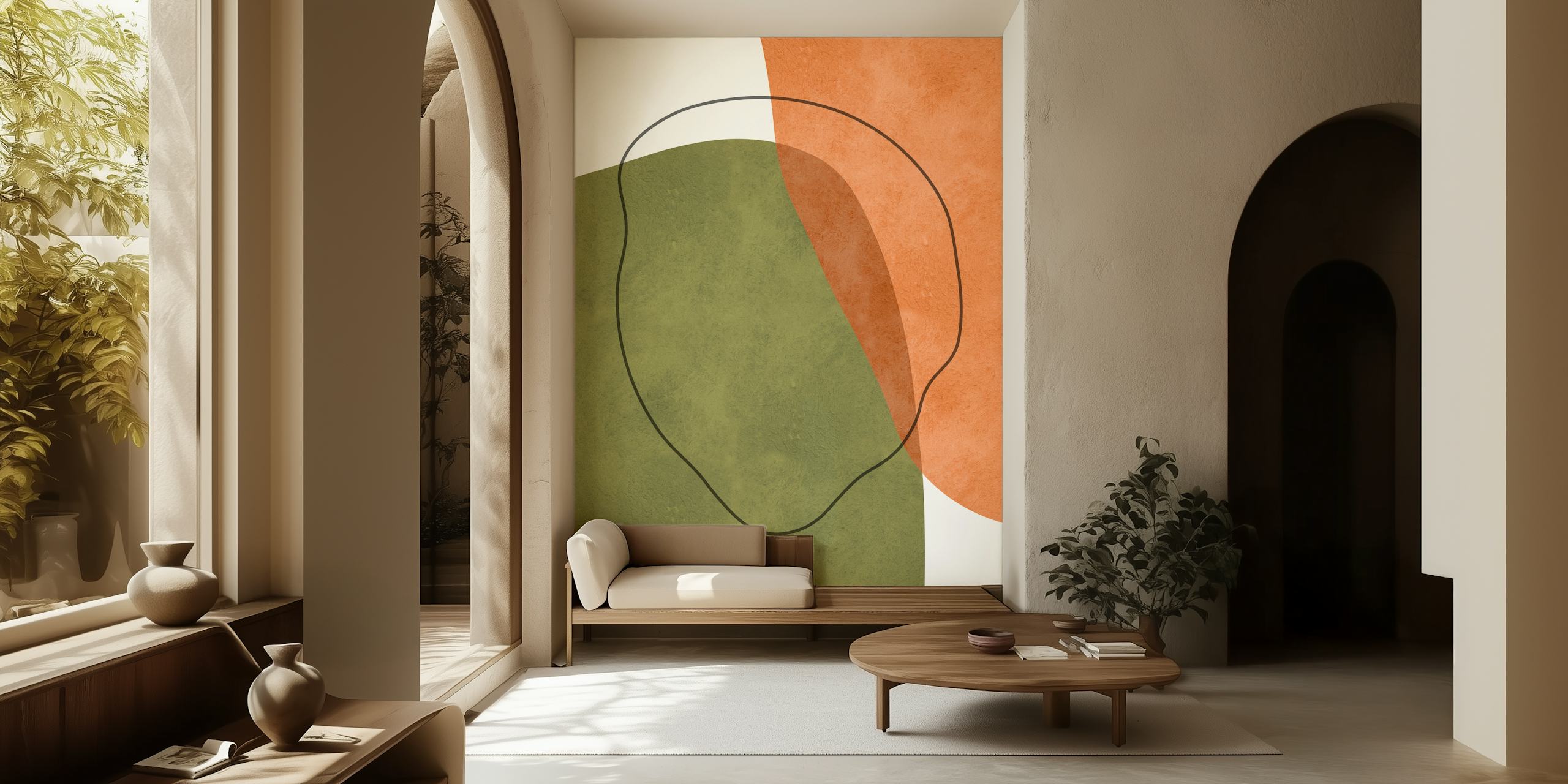 Boho shapes 8 tapetti huoneessa