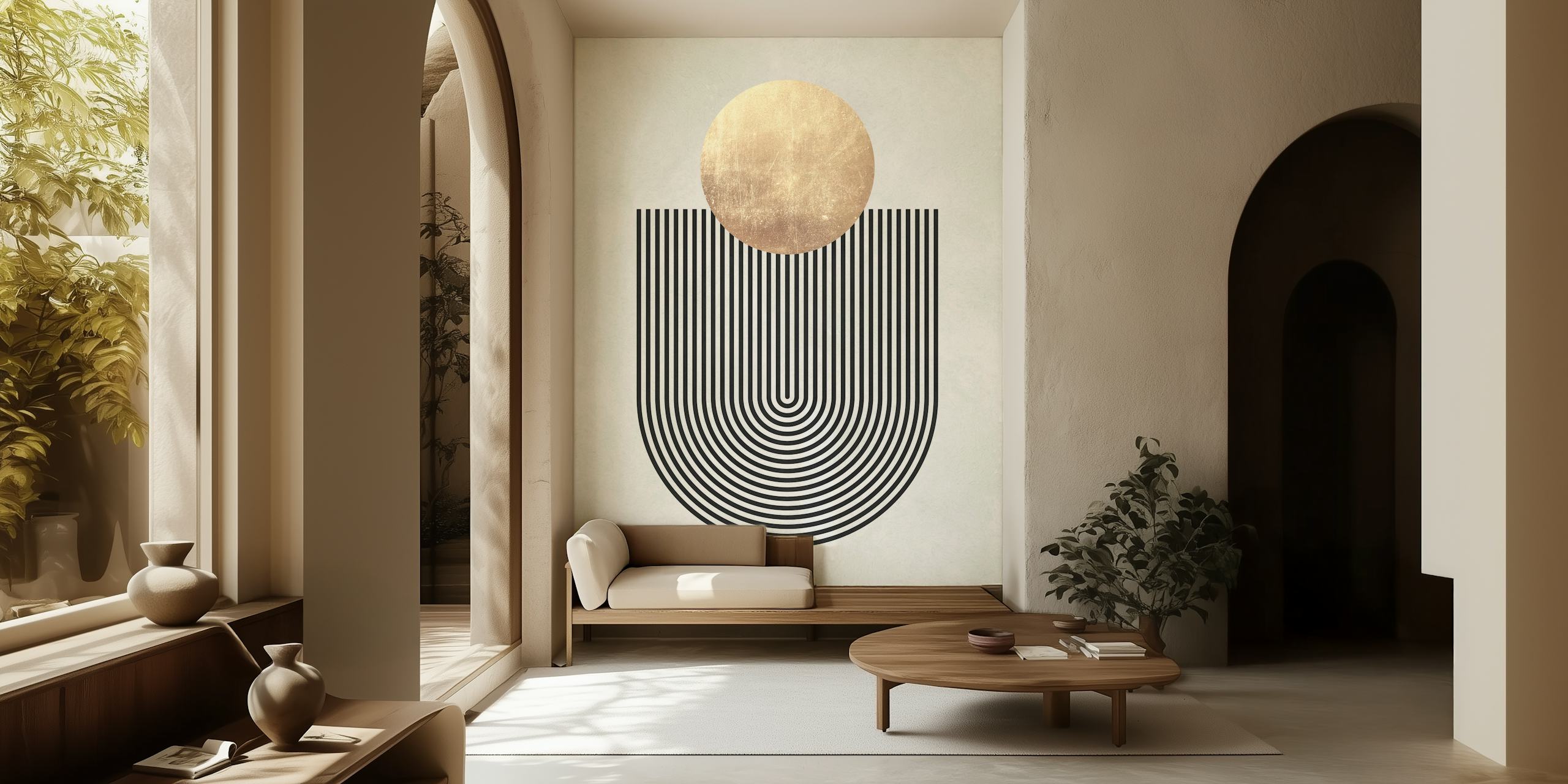 Tapeta Black and gold shapes w pokoju