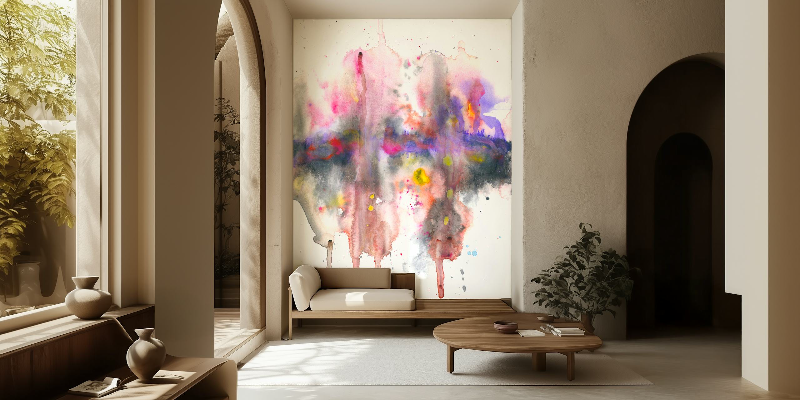 Landscape chaos wallpaper in a stylish room
