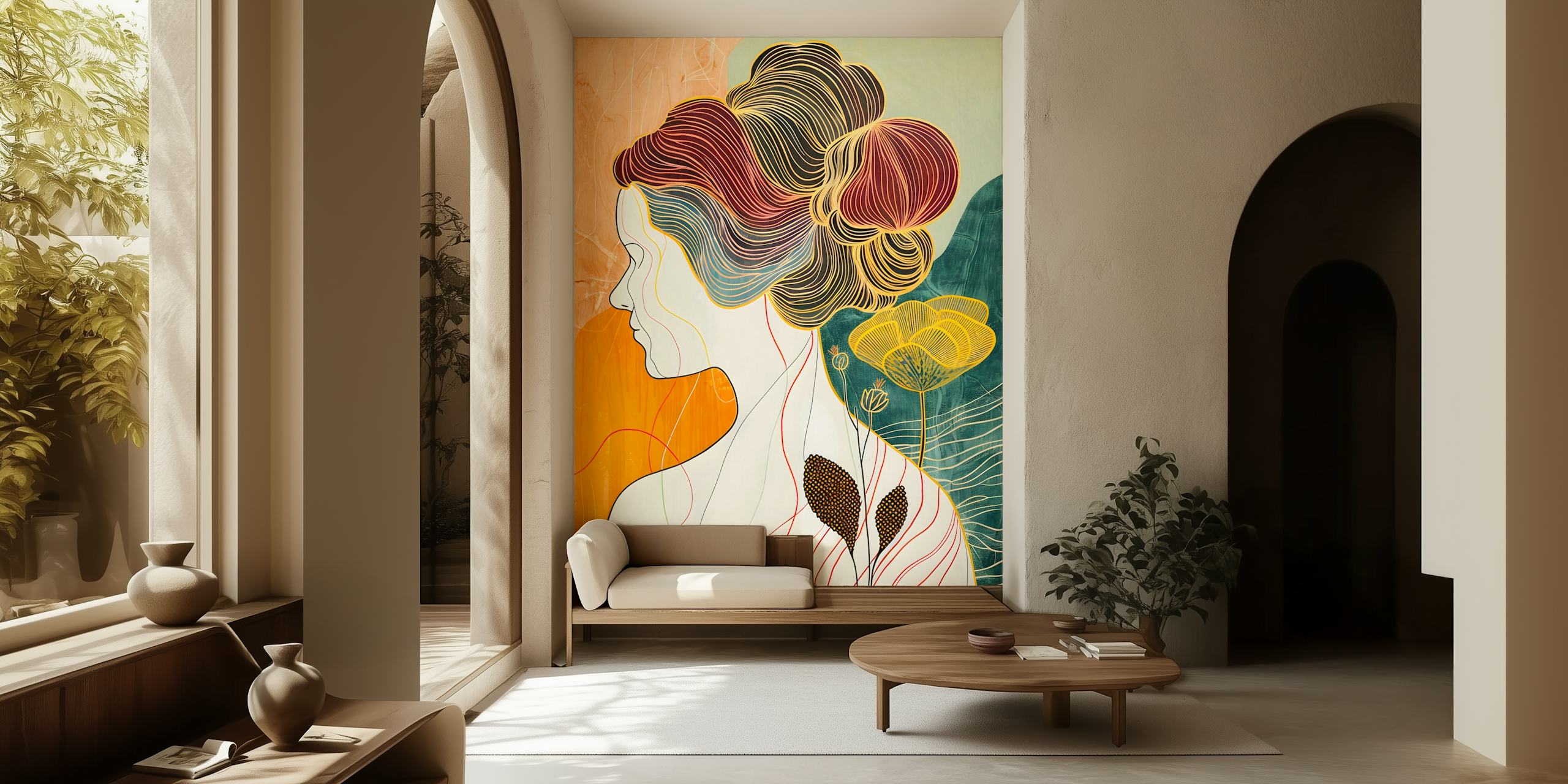 Contours of Woman 7 behang in kamerinrichting