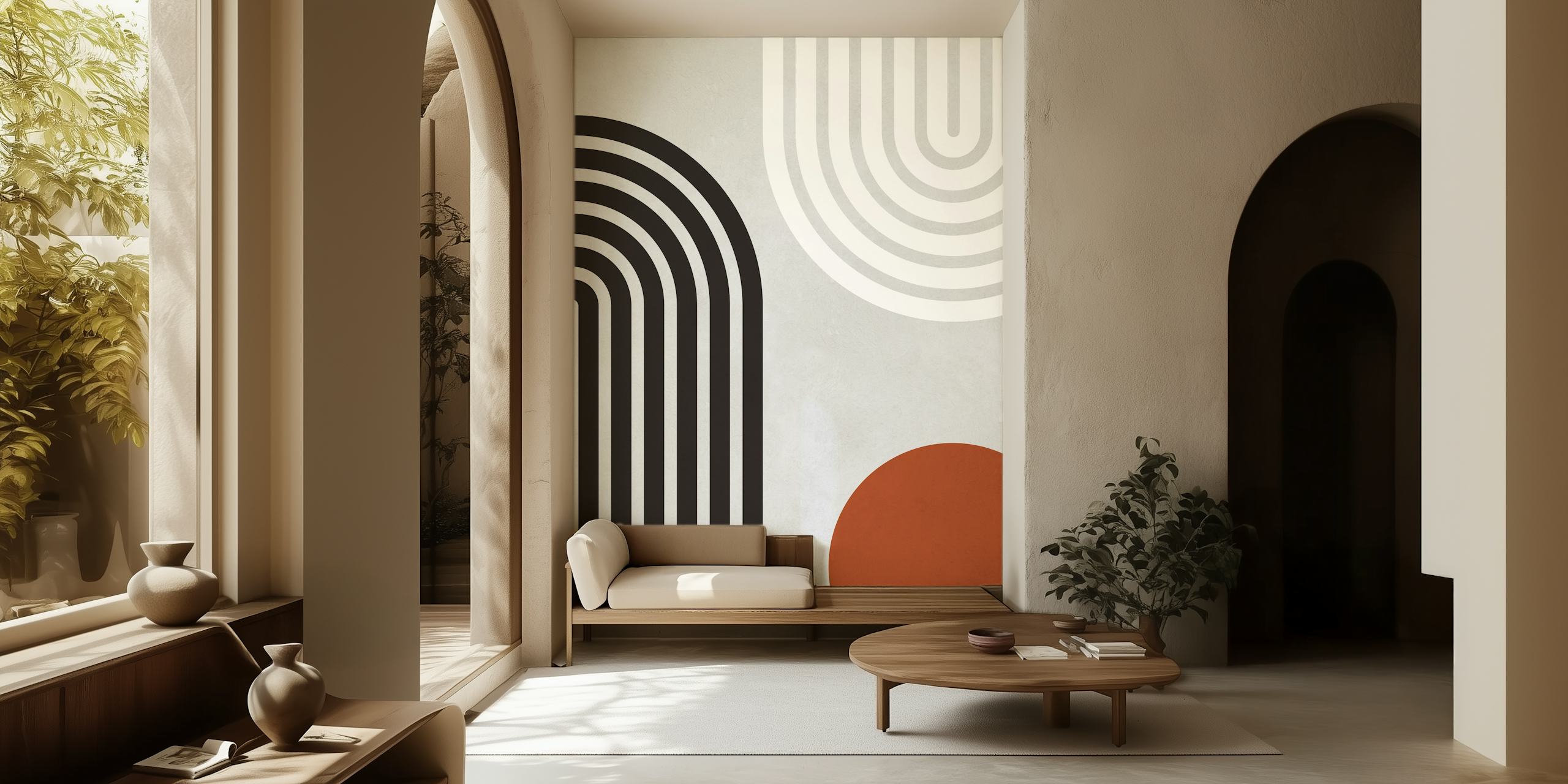 Geometric lines and circles tapetti huoneessa