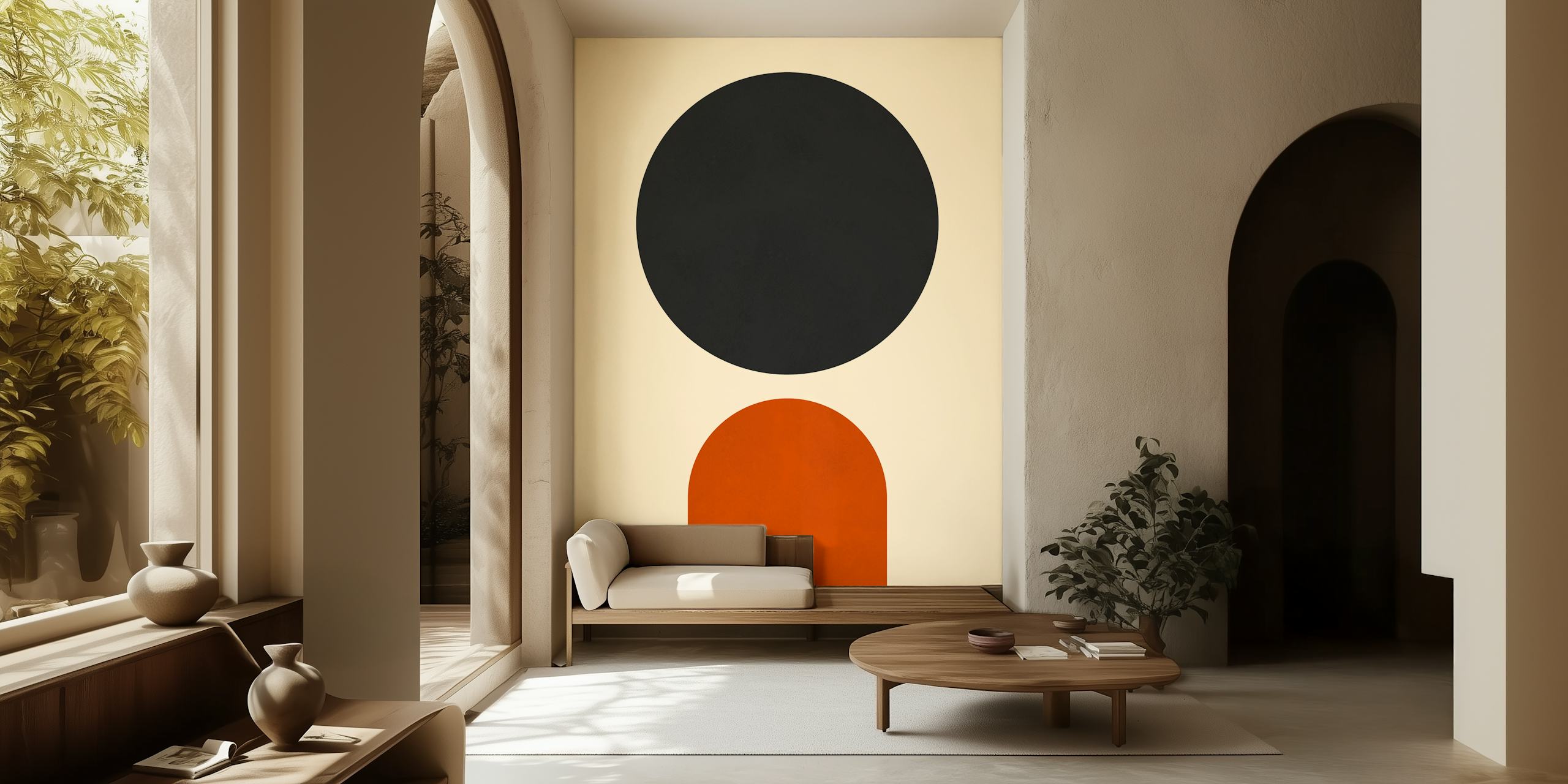 Minimalism wallpaper featuring circles in a room