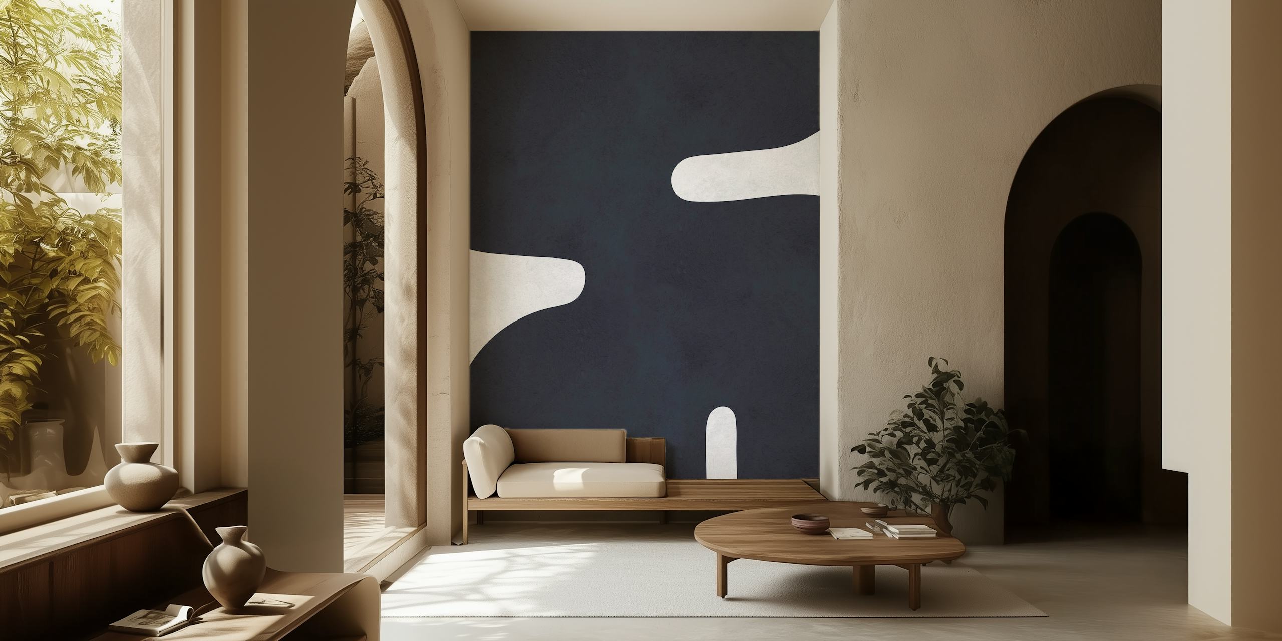 Black and white shapes tapet i et rom