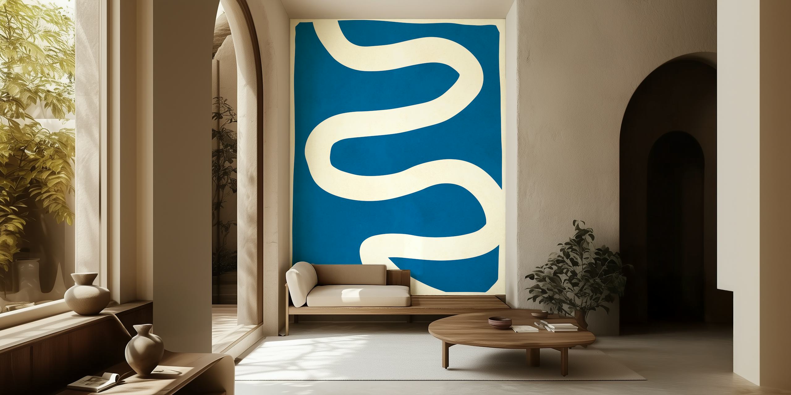 Lines on blue wallpaper i et rom