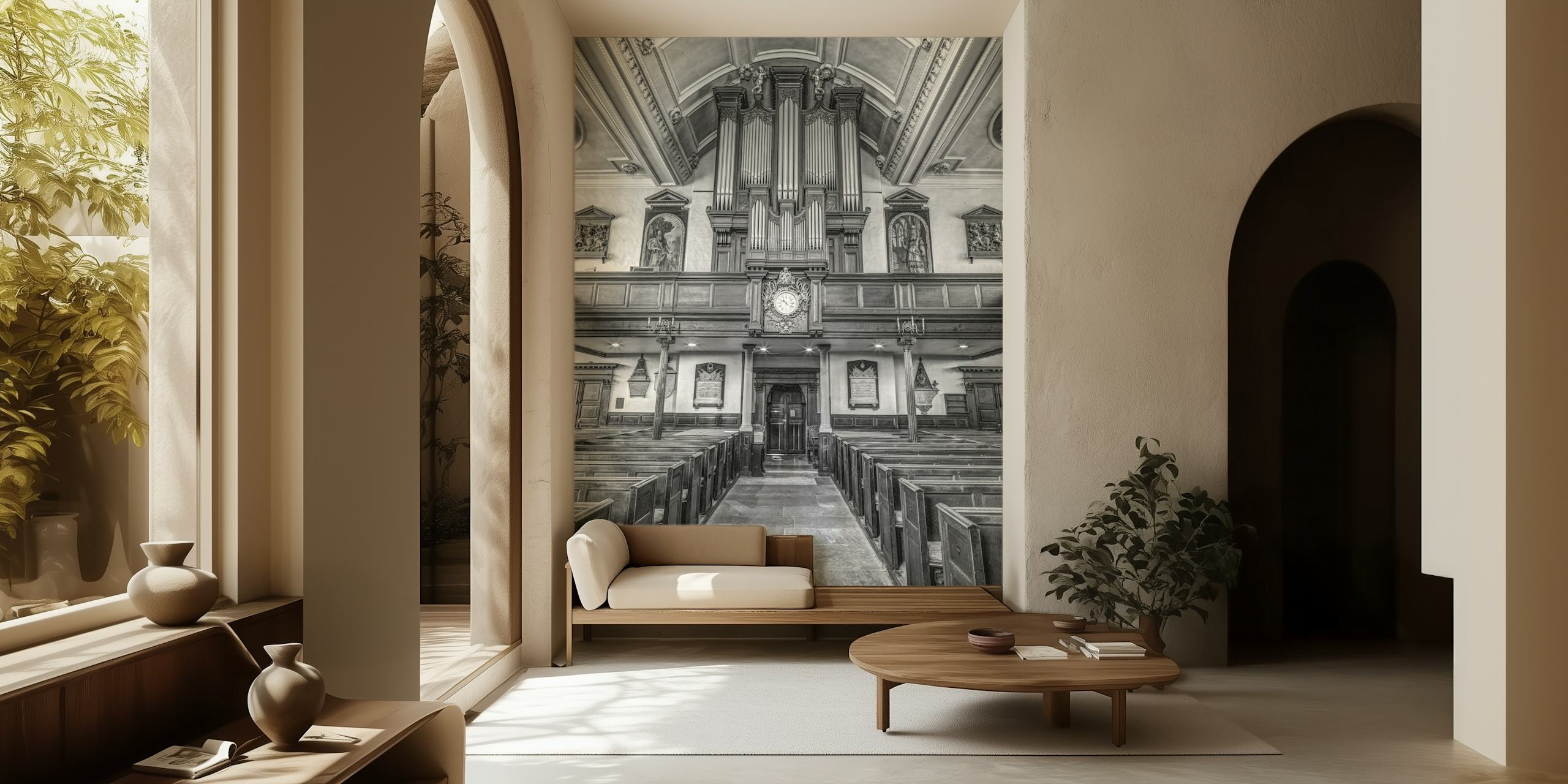 Sacred Architecture wallpaper in an interior setting