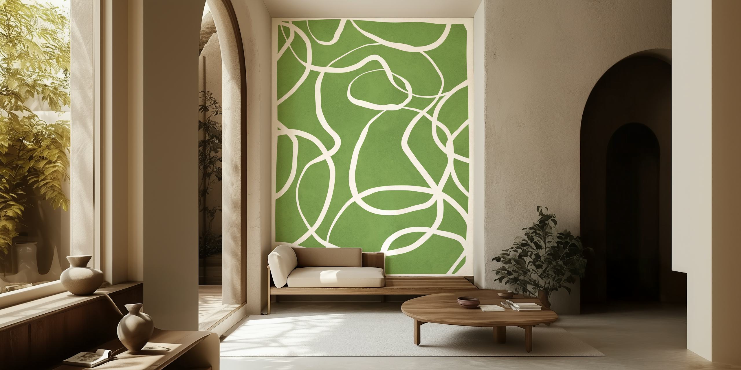 Lines on green background tapetdesign