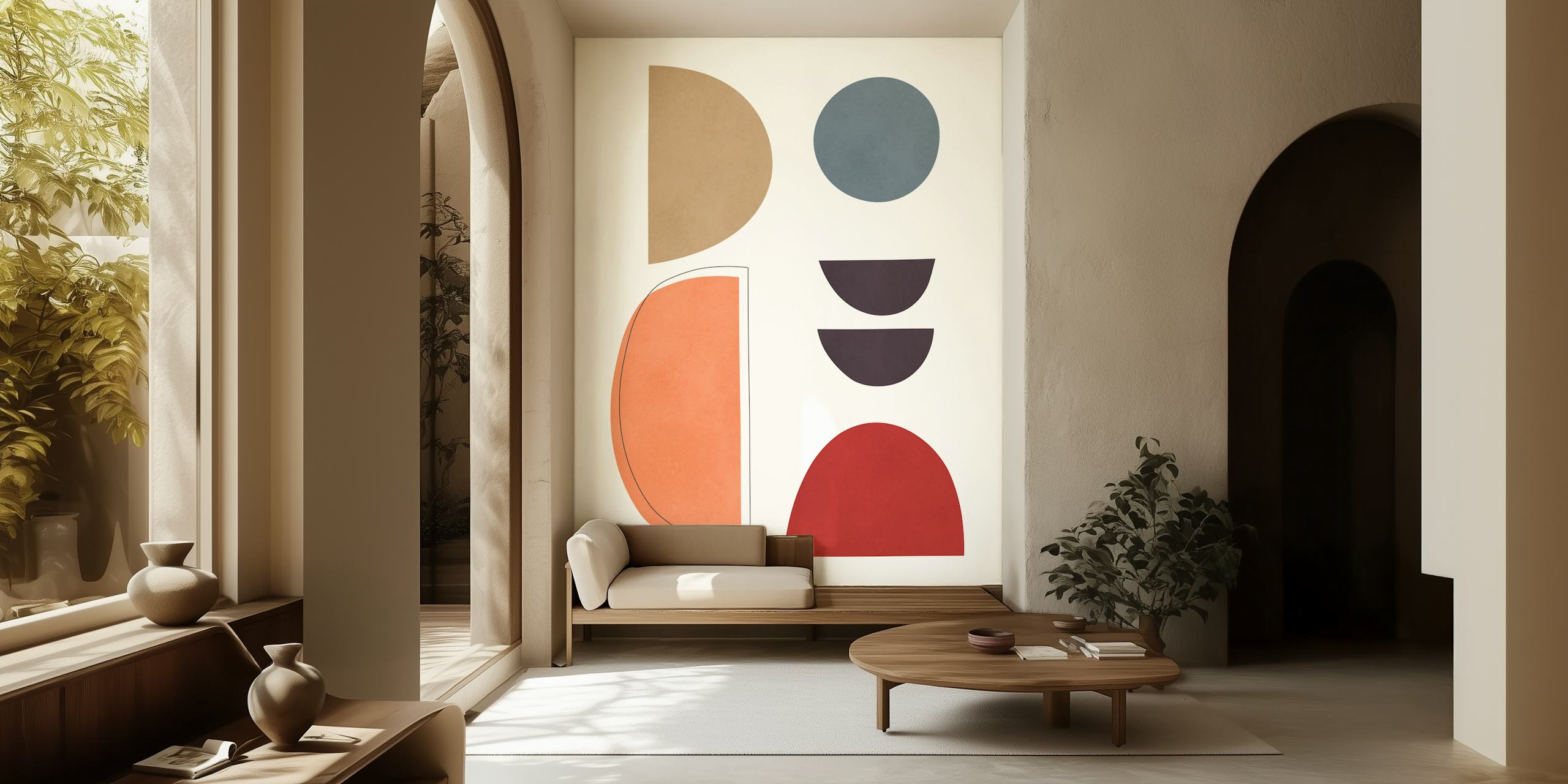 Circles and semicircles papel tapiz en una habitación