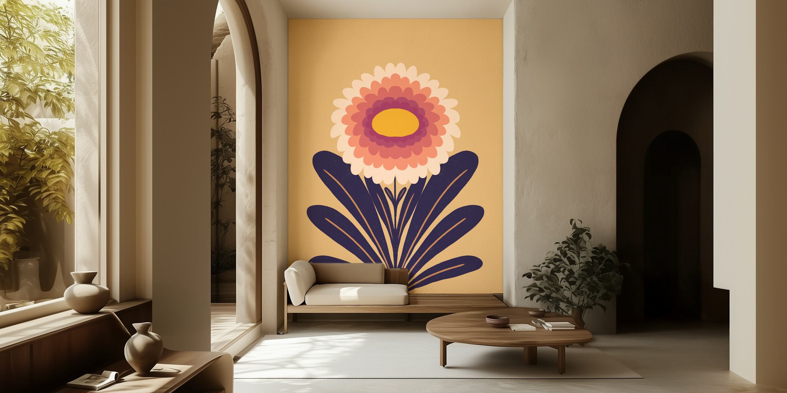Cute modern dahlia tapet i et rom
