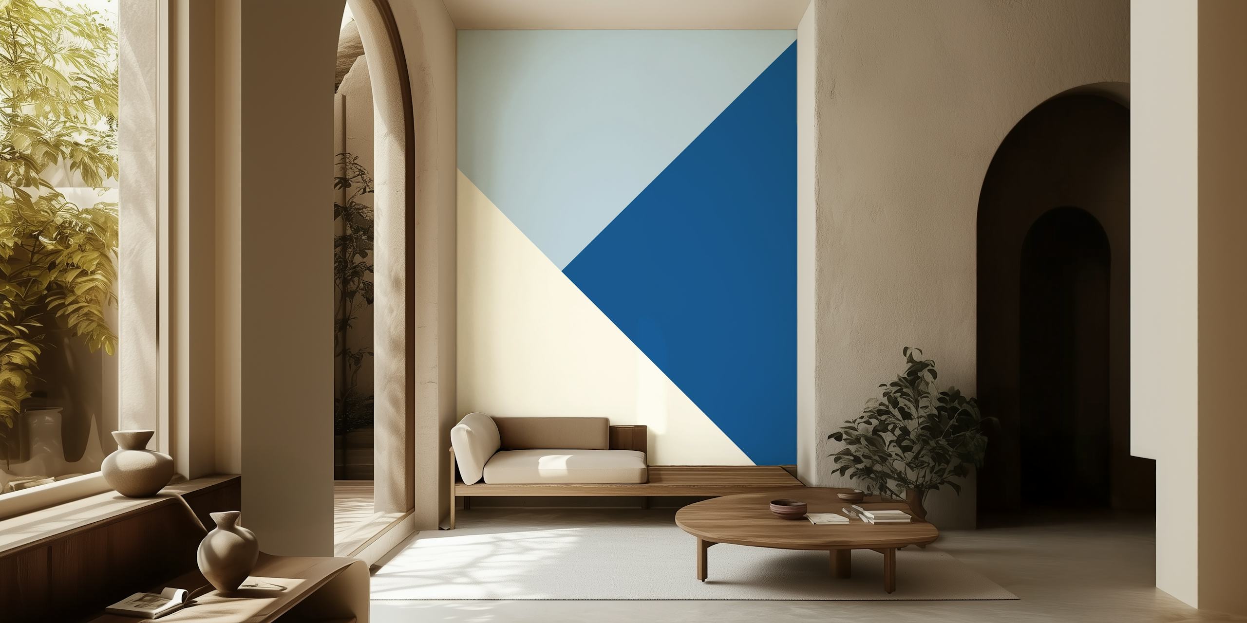 Classic Blue Geometric tapet i rum