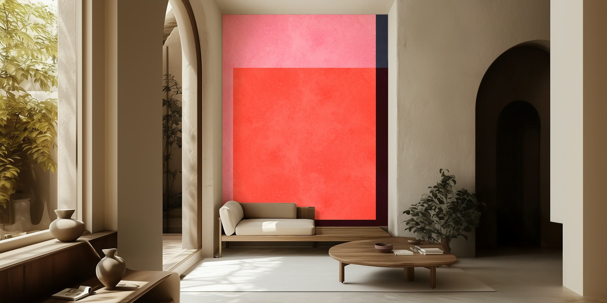 Moderni geometrinen tapetti huoneen asetuksessa