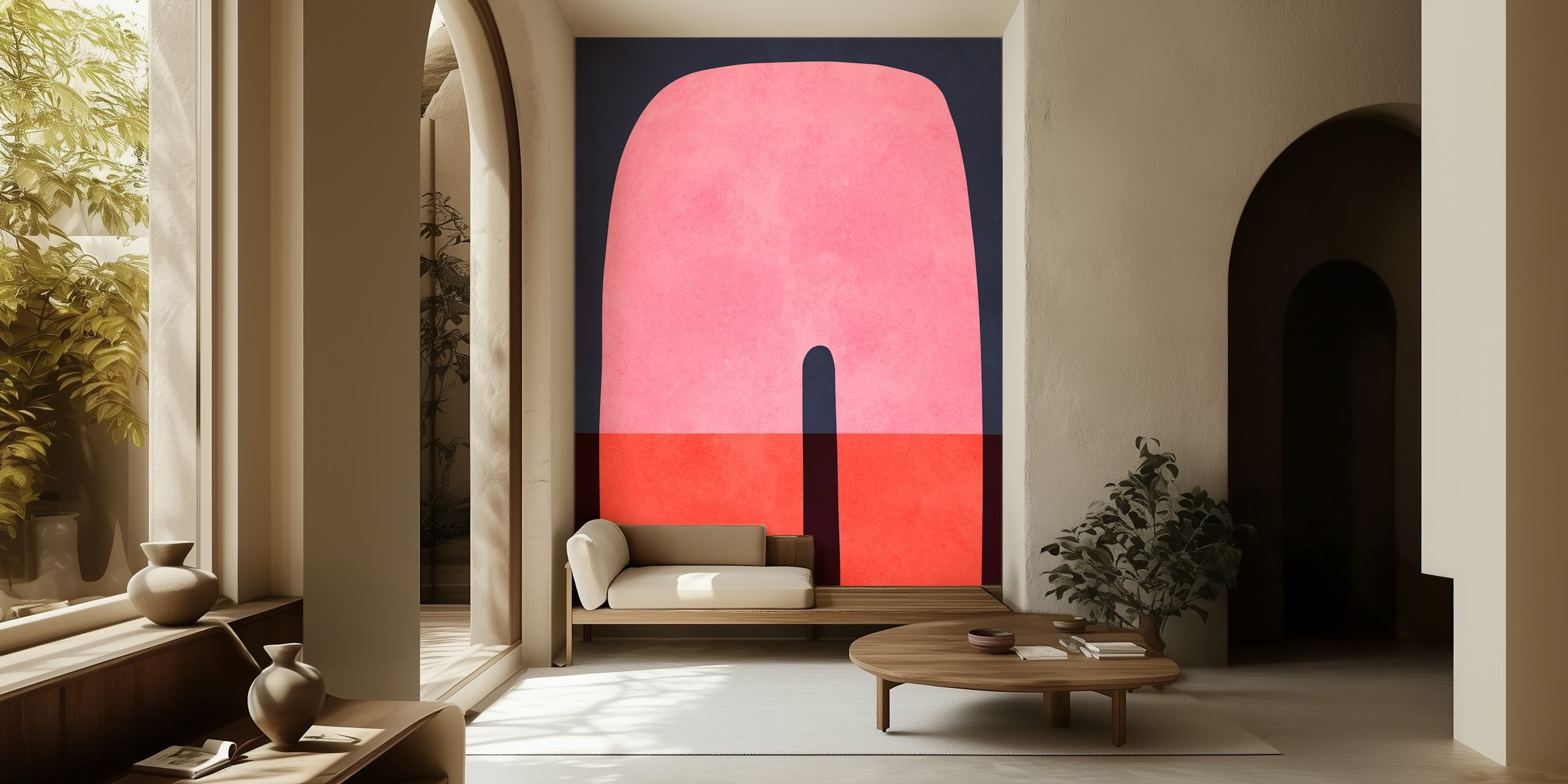 Pink and red geometric shapes wallpaper