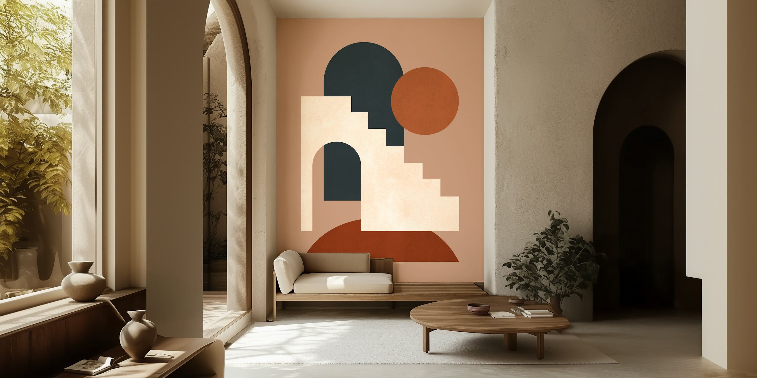Abstract geometric shapes in earthy colors wallpaper