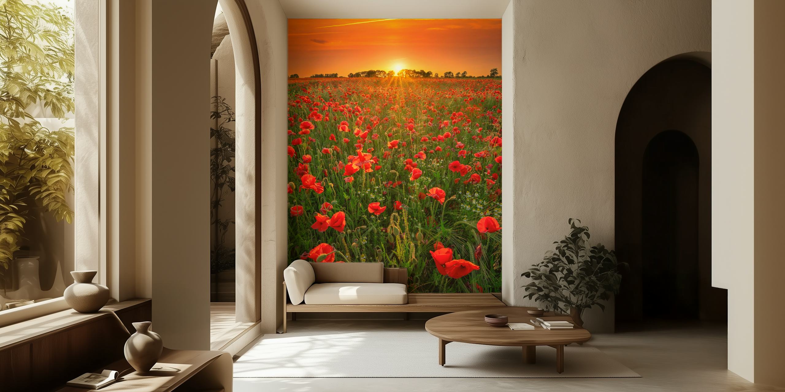 Poppies at sunset tapet i et rom