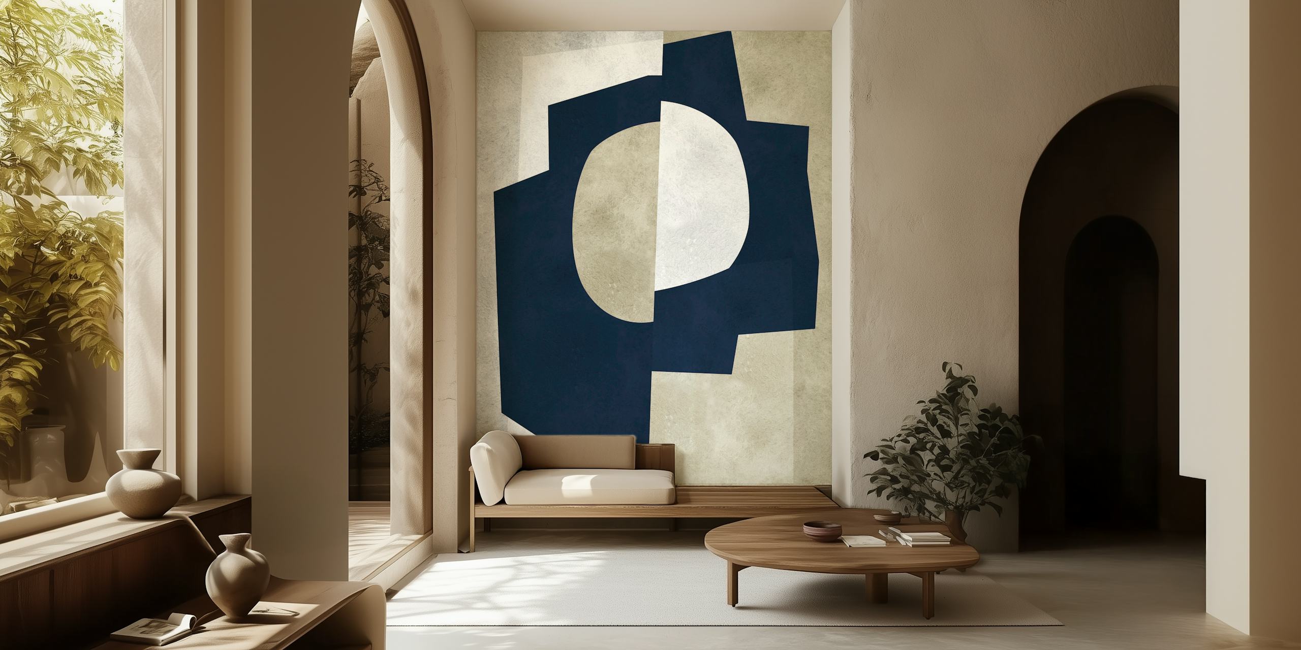 Geometric modern art wallpaper in a room