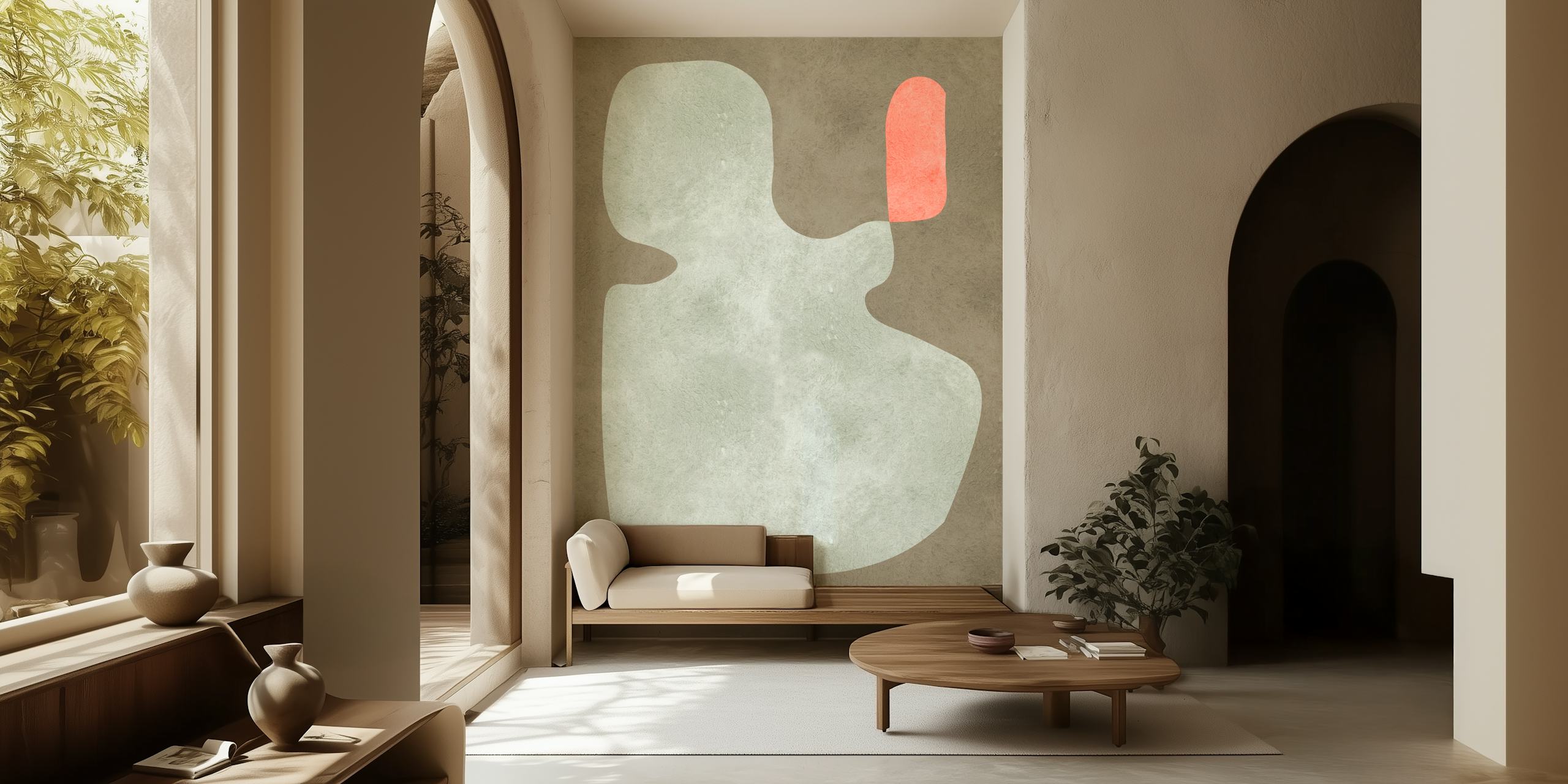 Geometric modern art wallpaper in a room