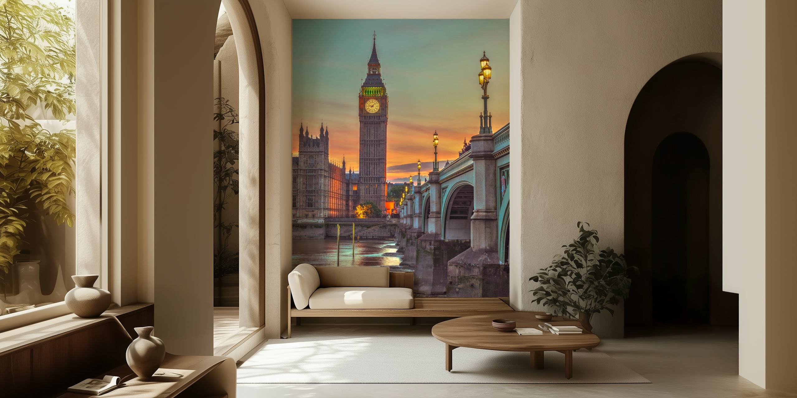 Clock Tower tapet i et stilfullt rom