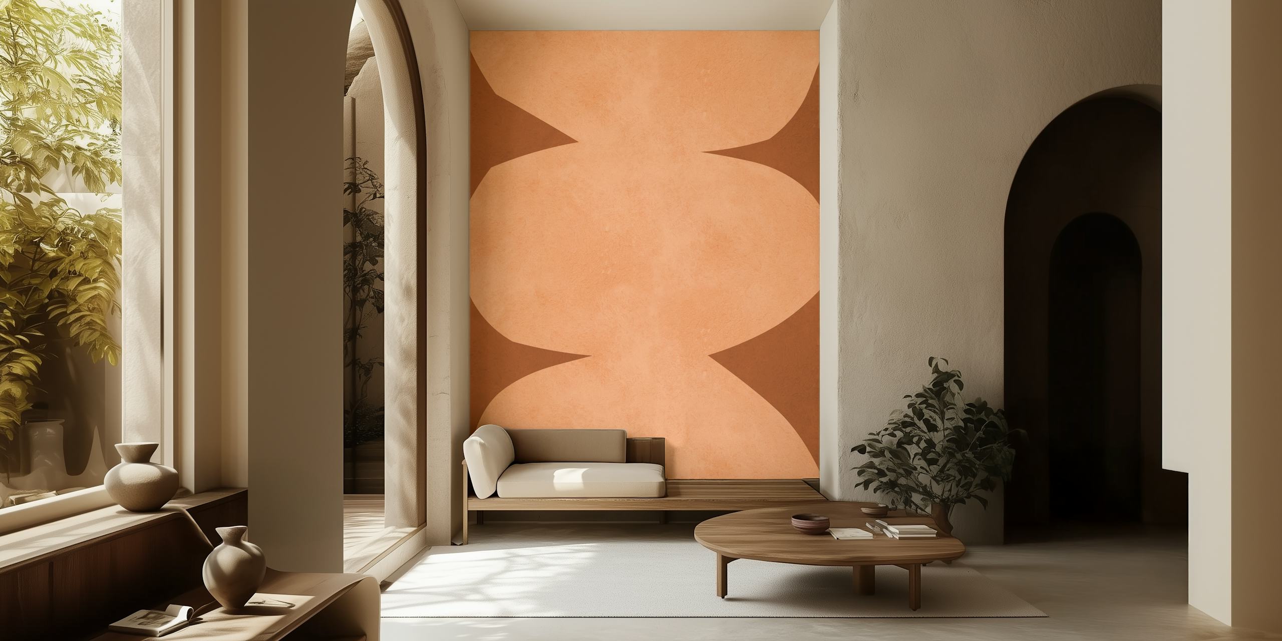 Terracotta geometry geometrisk tapetdesign i et rom