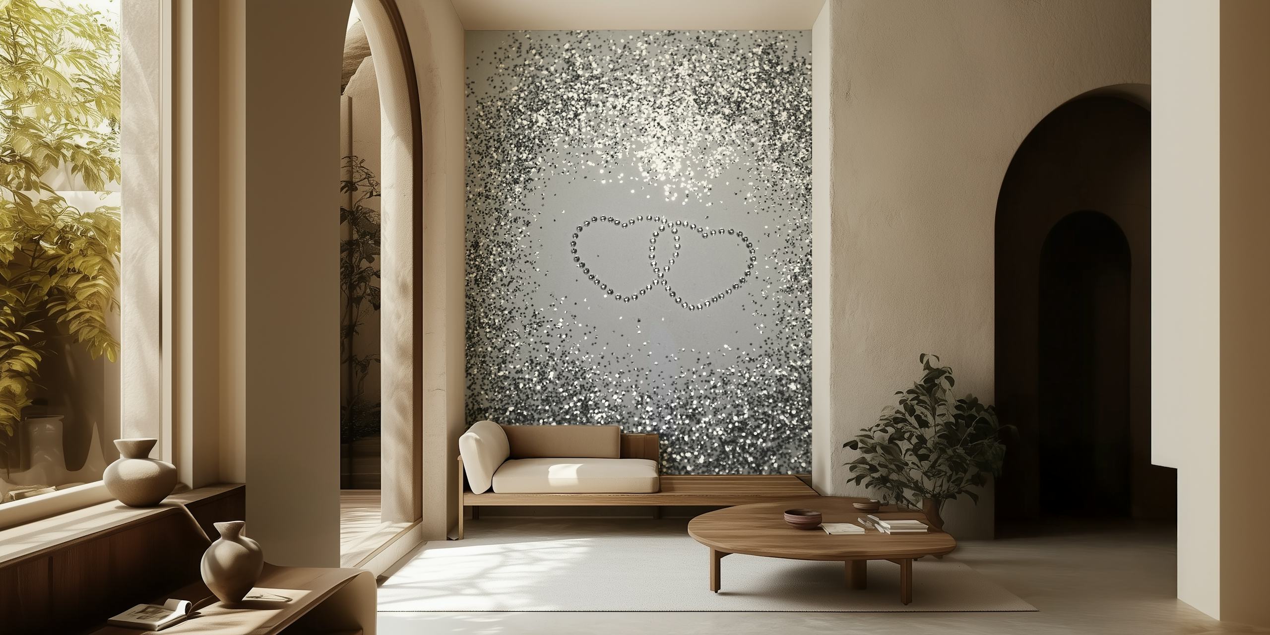 Sparkling Glitter Hearts Tapete in einem Raum