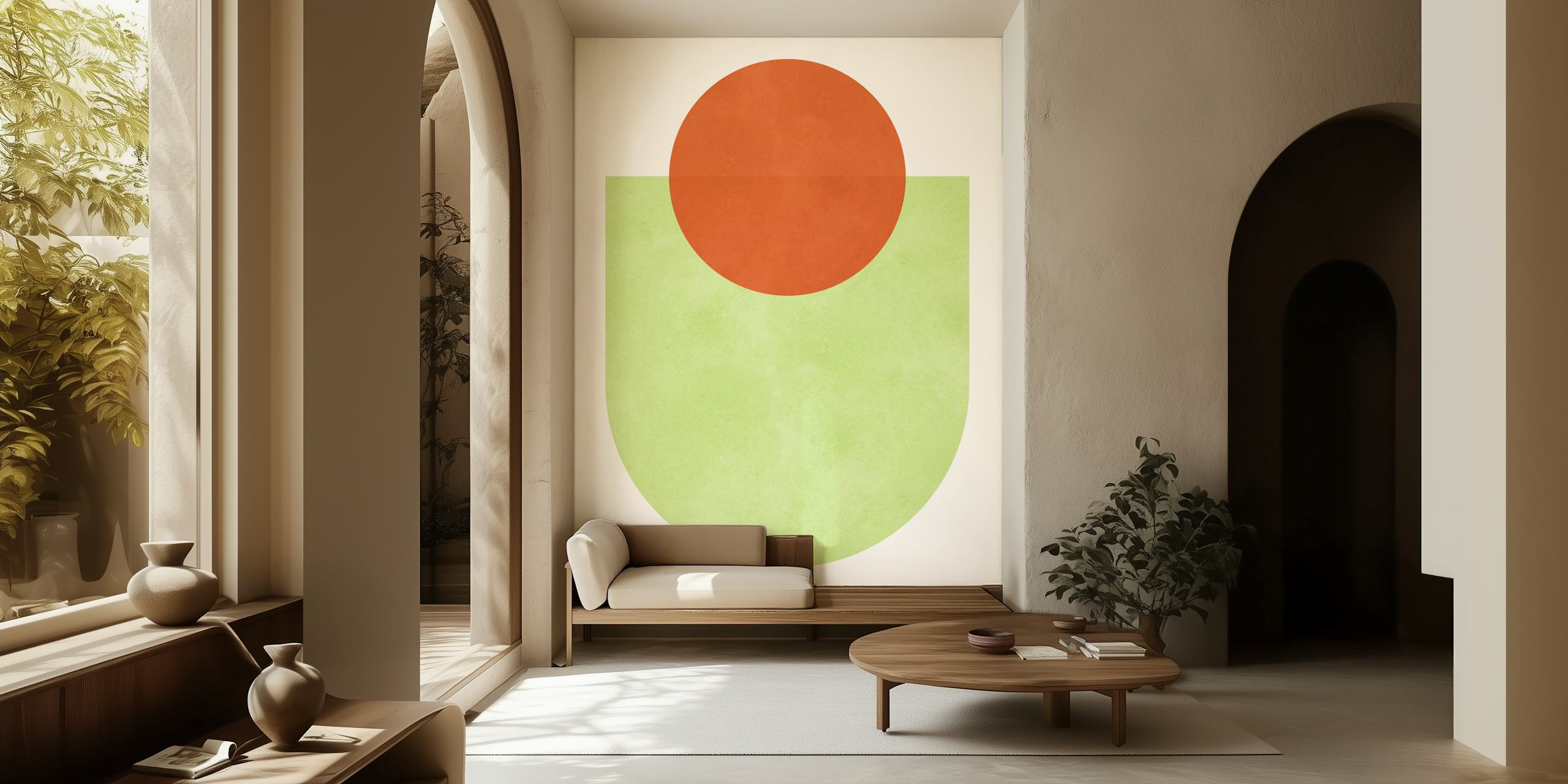 Green and rust geometric shapes abstract wallpaper