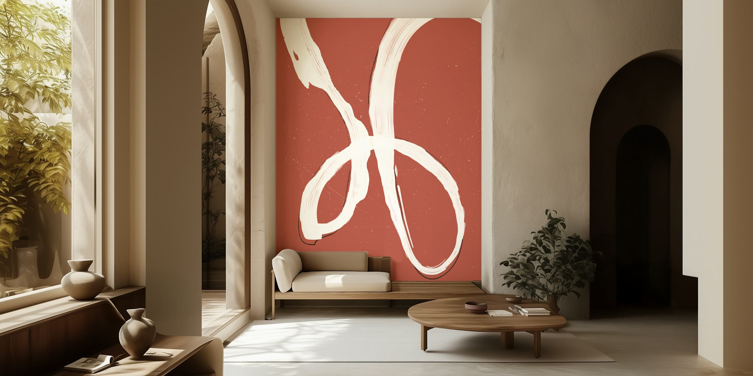 Abstract Sienna Swirls tapet i ett rum
