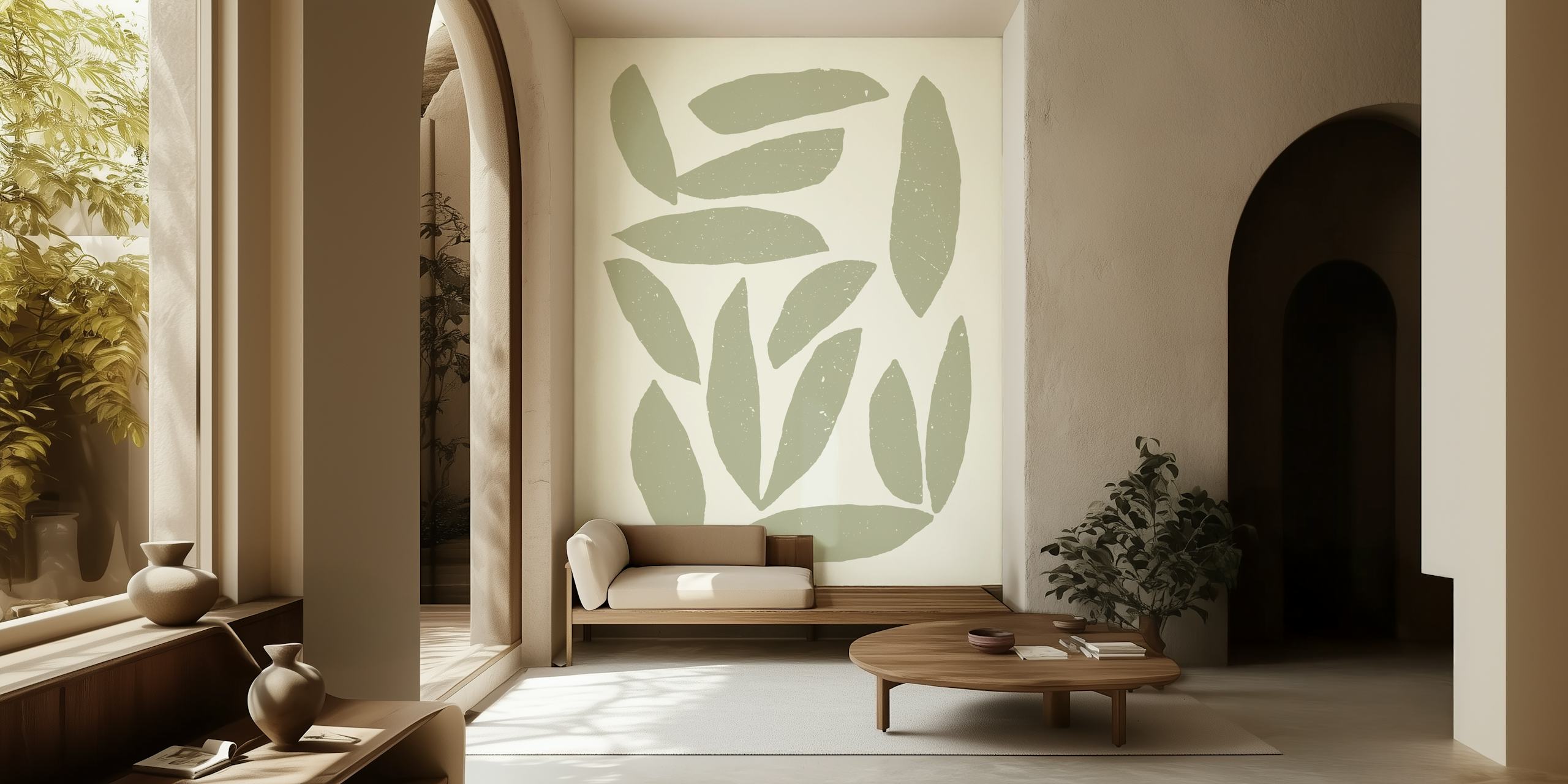 Sage Foliage Chic Tapete in einem Raum