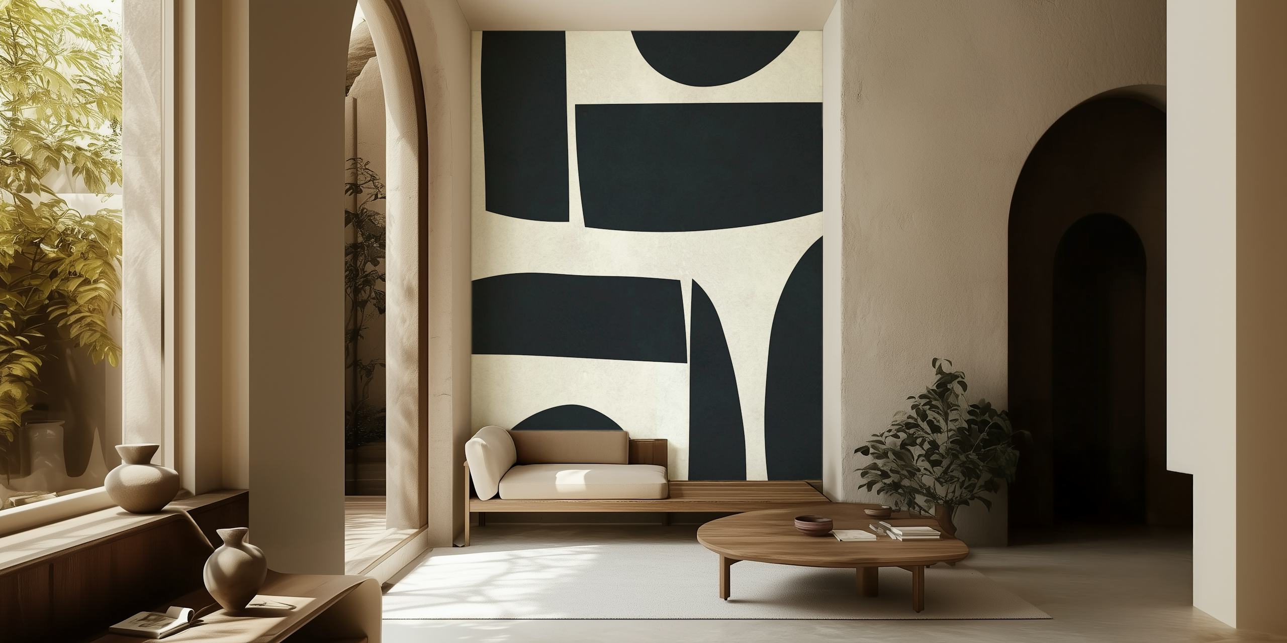 Black and cream geometric wallpaper design