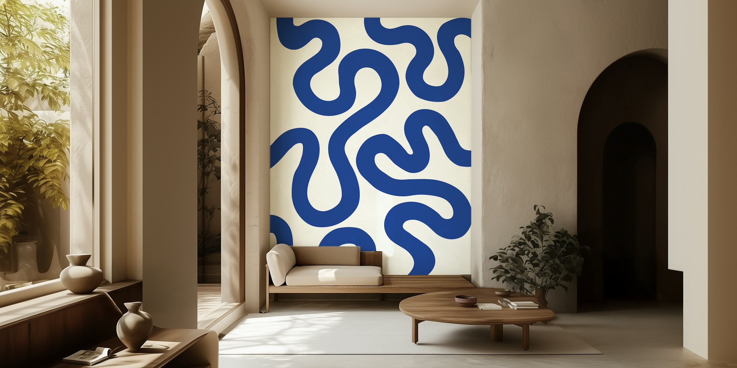Elegant Azure Twists wallpaper in een kamer