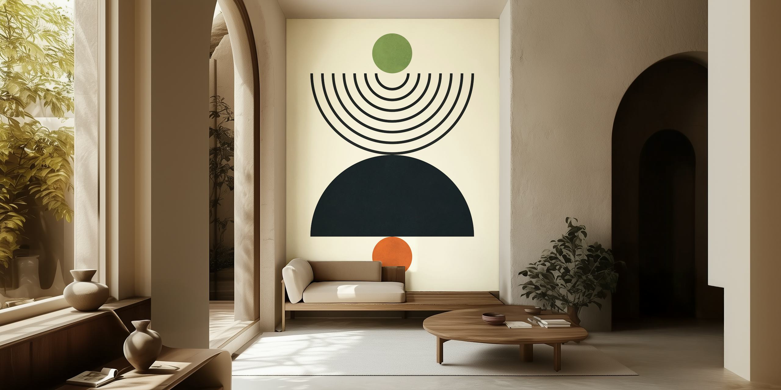 Circles and semicircles tapet i et rom