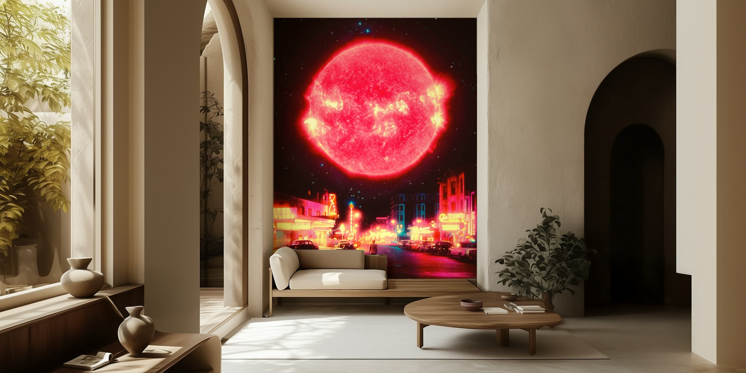 Tapeta Neon Nightfall w vibrantnym pokoju