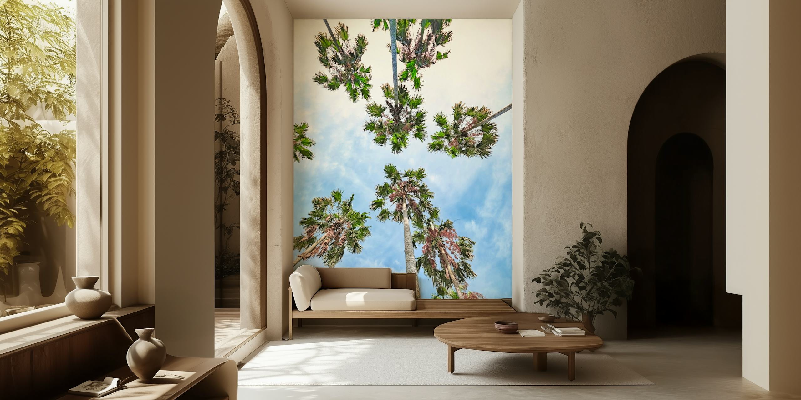 Palm trees on a tropical beach wallpaper