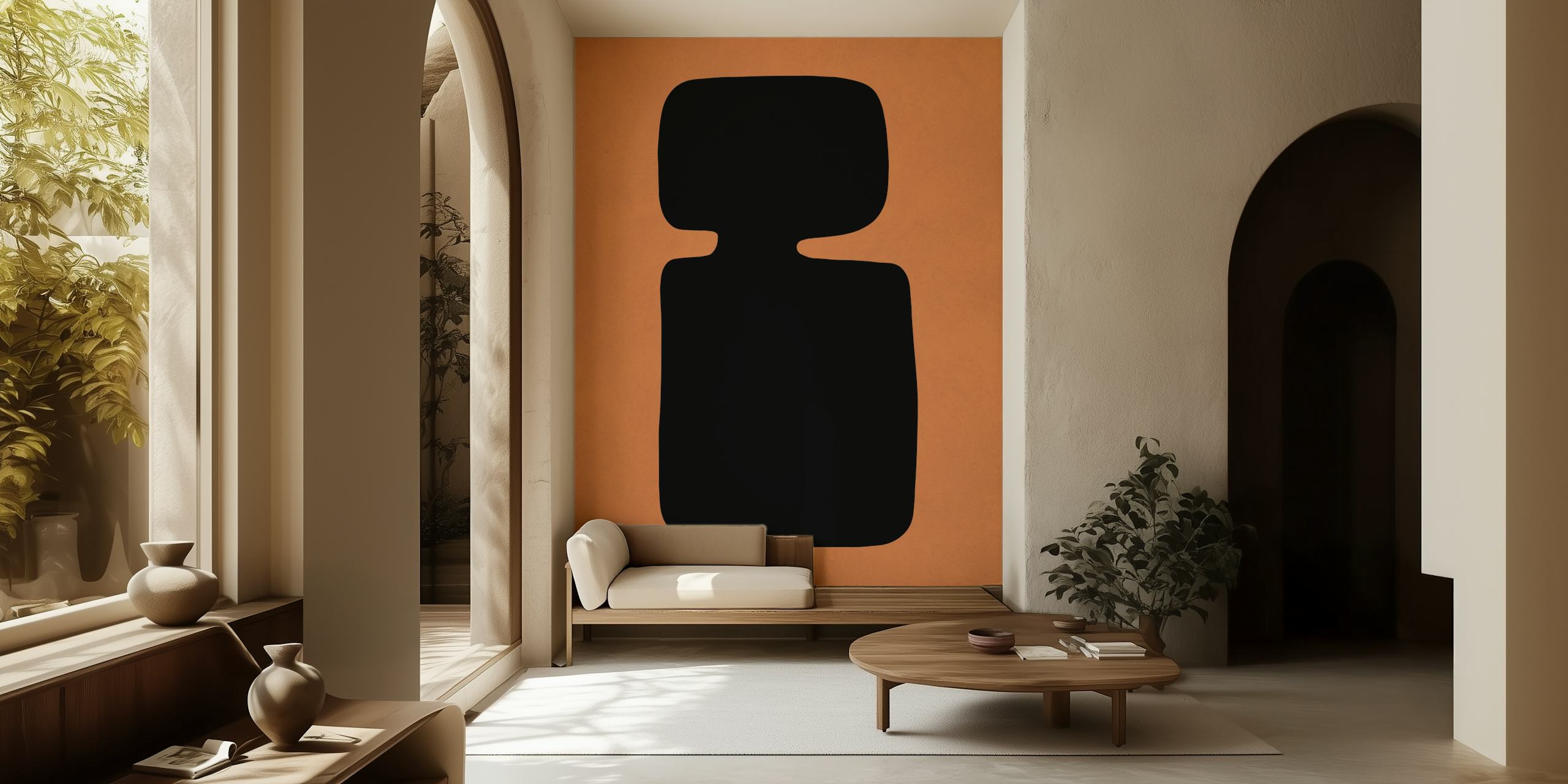 Tribal expressionist shapes ταπετσαρία σε ένα δωμάτιο