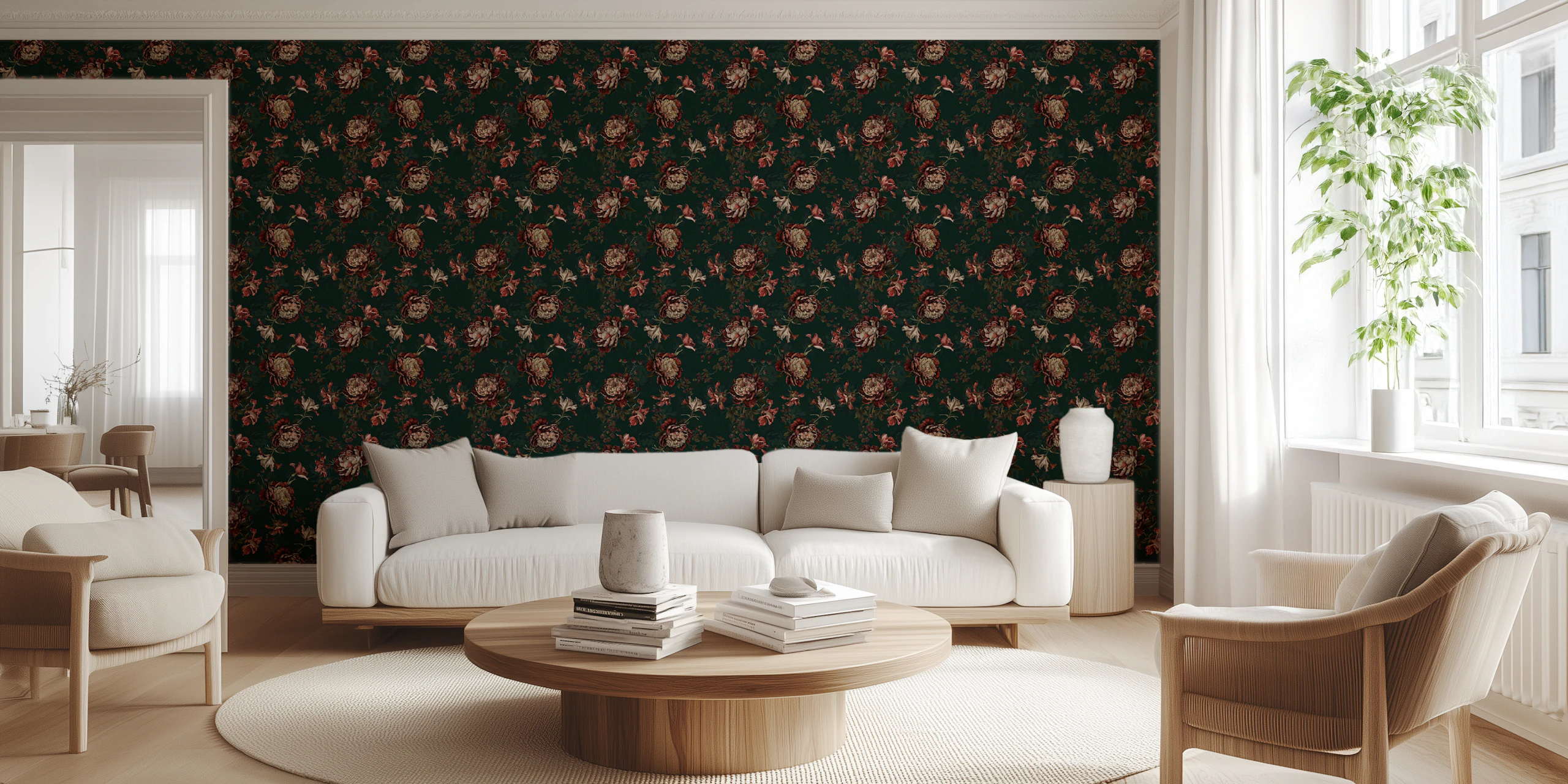 Dark Floral Vintage Wallpaper
