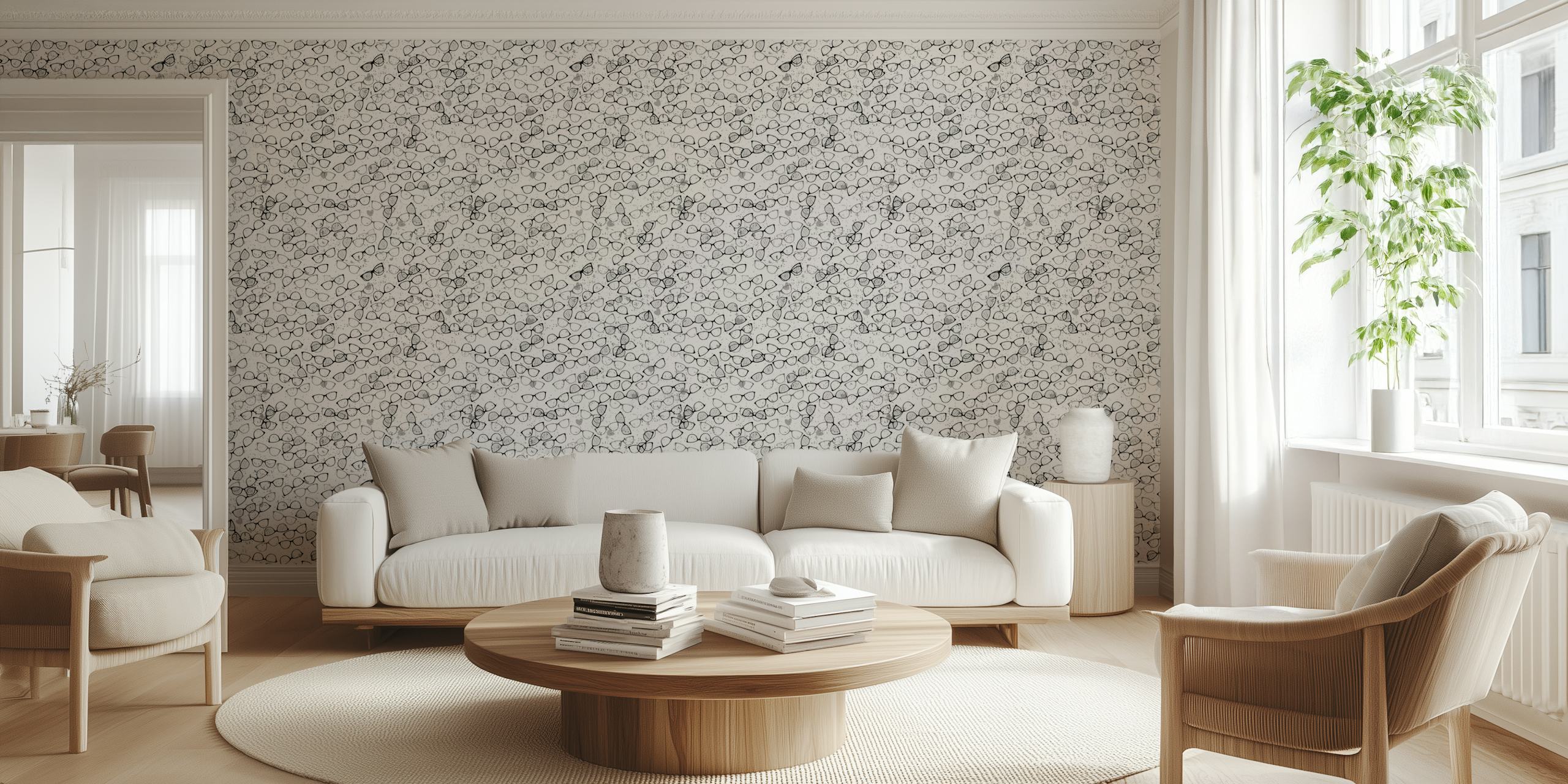 Black and white geometric pattern wallpaper