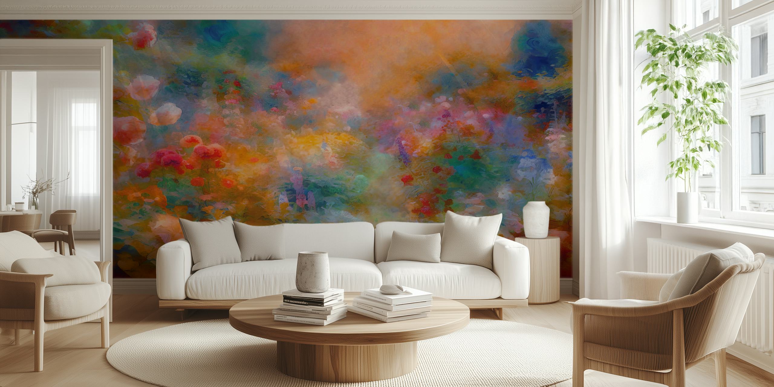 Vibrant floral wallpaper design i ett rum