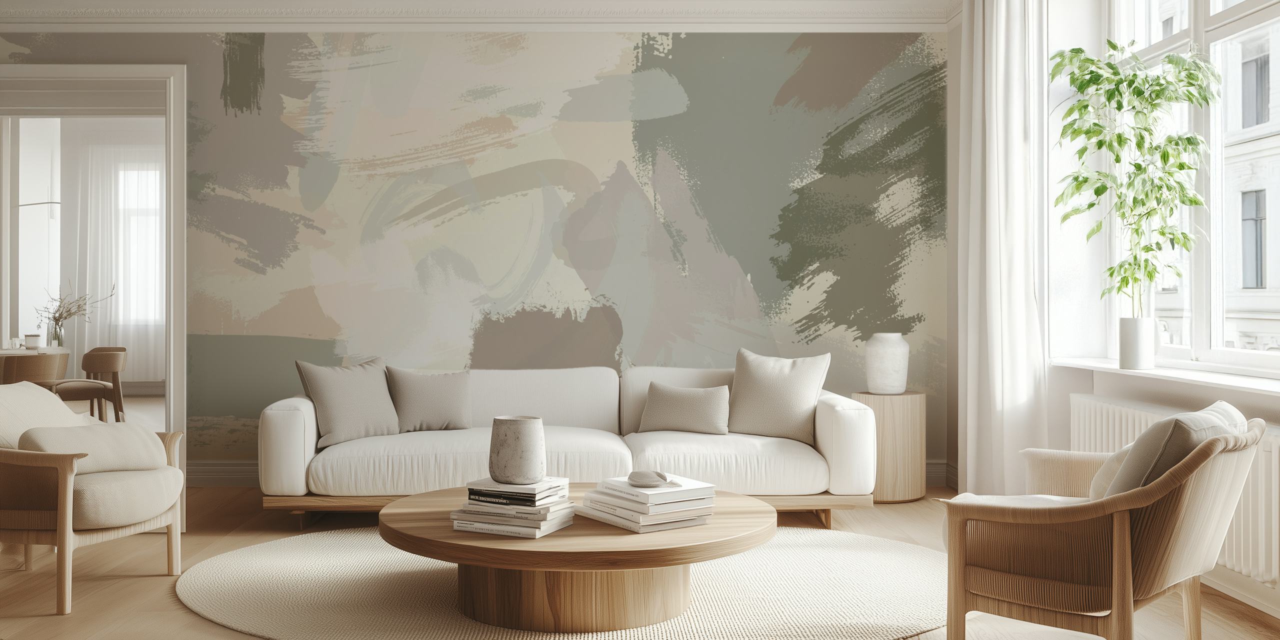 Papier peint Brush Abstract Ink Nude dans l'intérieur