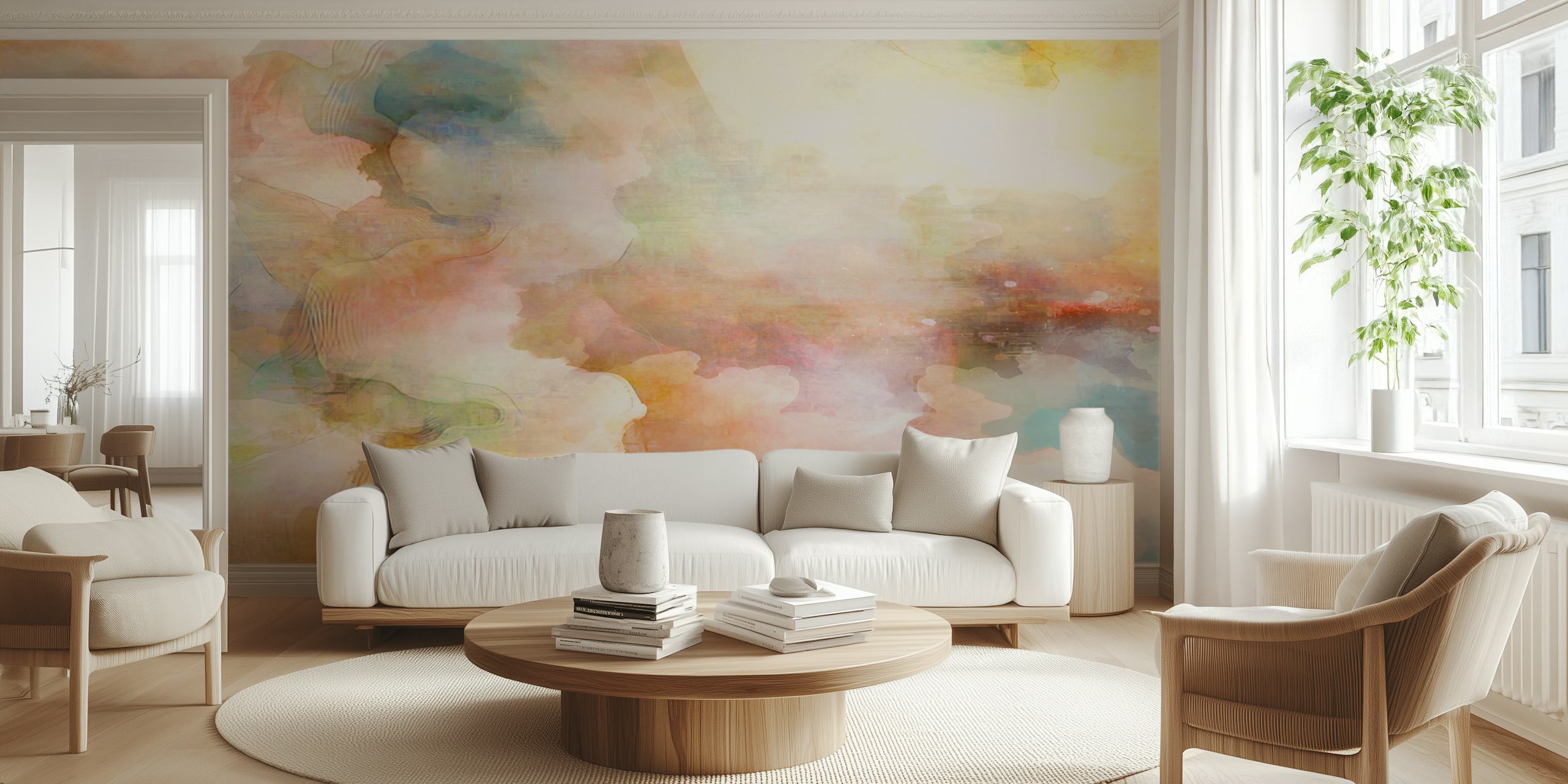 Abstract Pastel Dreamscape wallpaper in a room