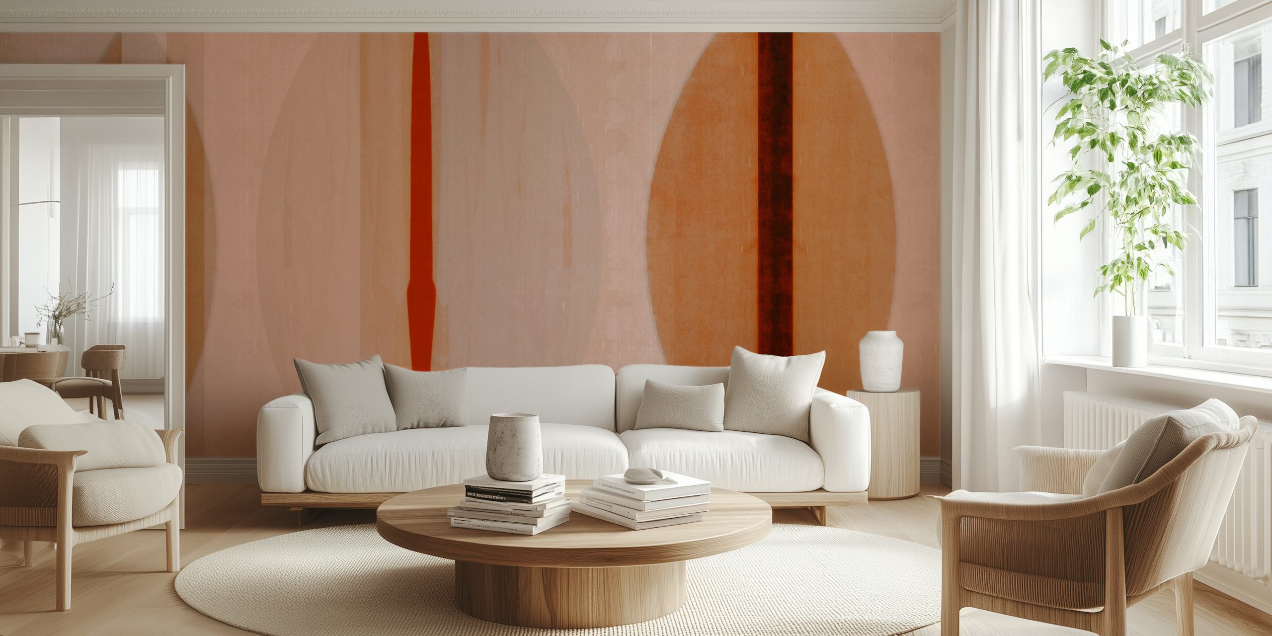 Warm Geometric Elegance Tapete in einem Raum