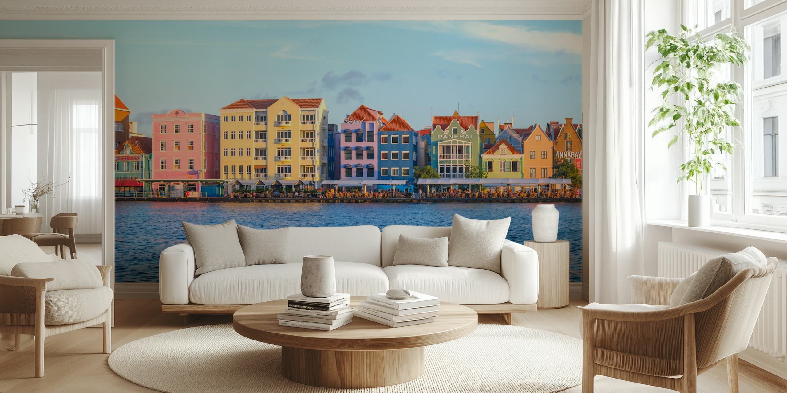 Willemstad Waterfront värikäs tapetti muotosuunnittelu