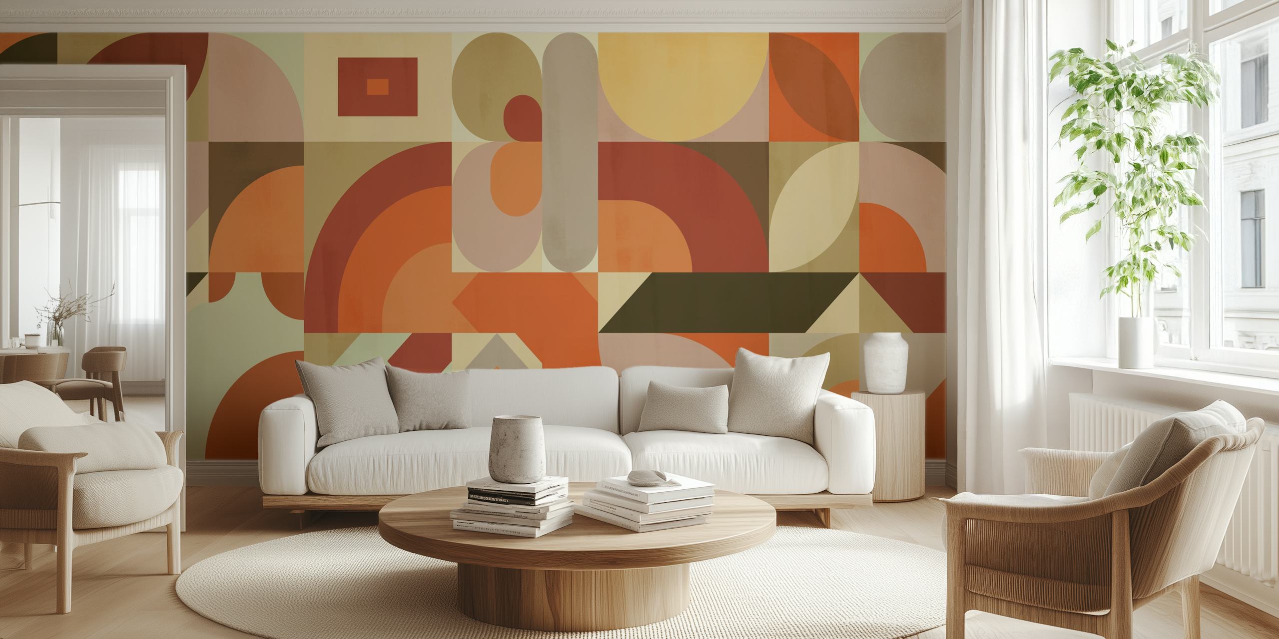 ταπετσαρία Mid Century Bauhaus Chic σε ένα δωμάτιο
